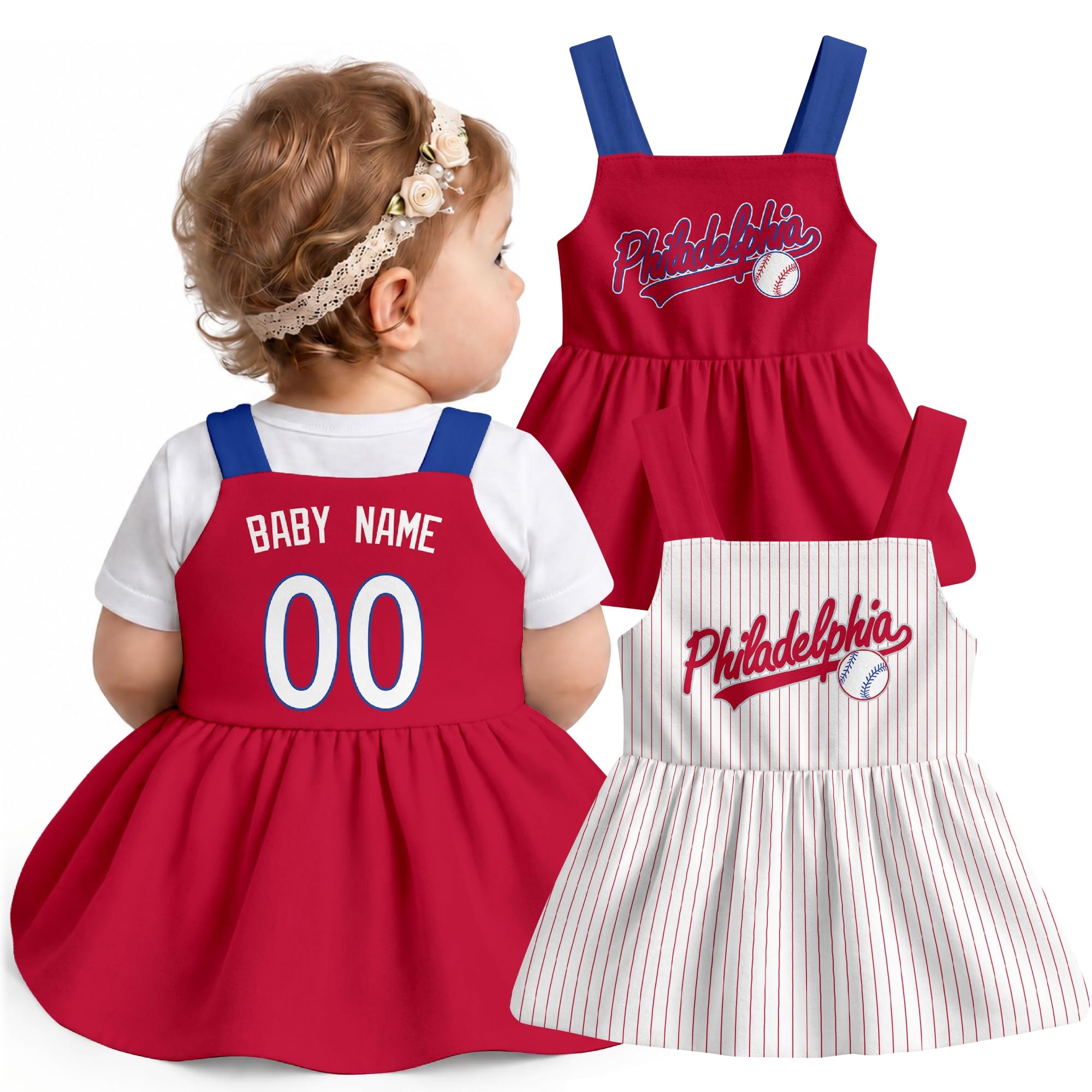 KREDE Baby Girl Clothes Custom Baby Strap Dress with Number Name for Baby Girl Gifts