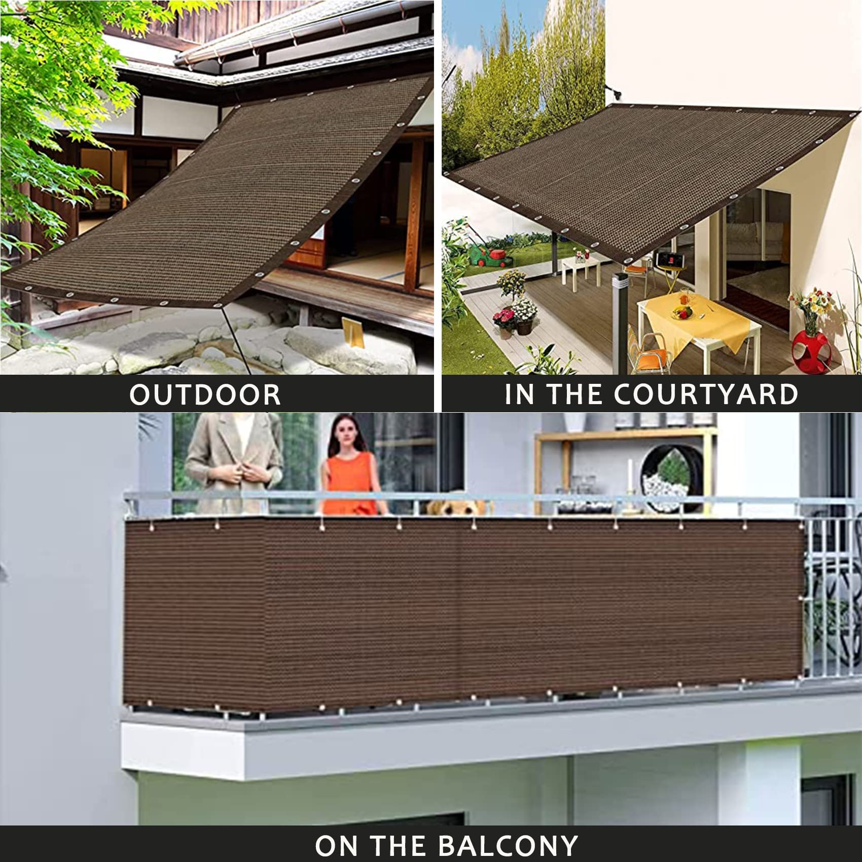 Prostokątna osłona przed wiatrem, 1,2 x 1,2 m, na balkon, patio, do ogrodu, na zewnątrz, blokada UV, łatwa instalacja