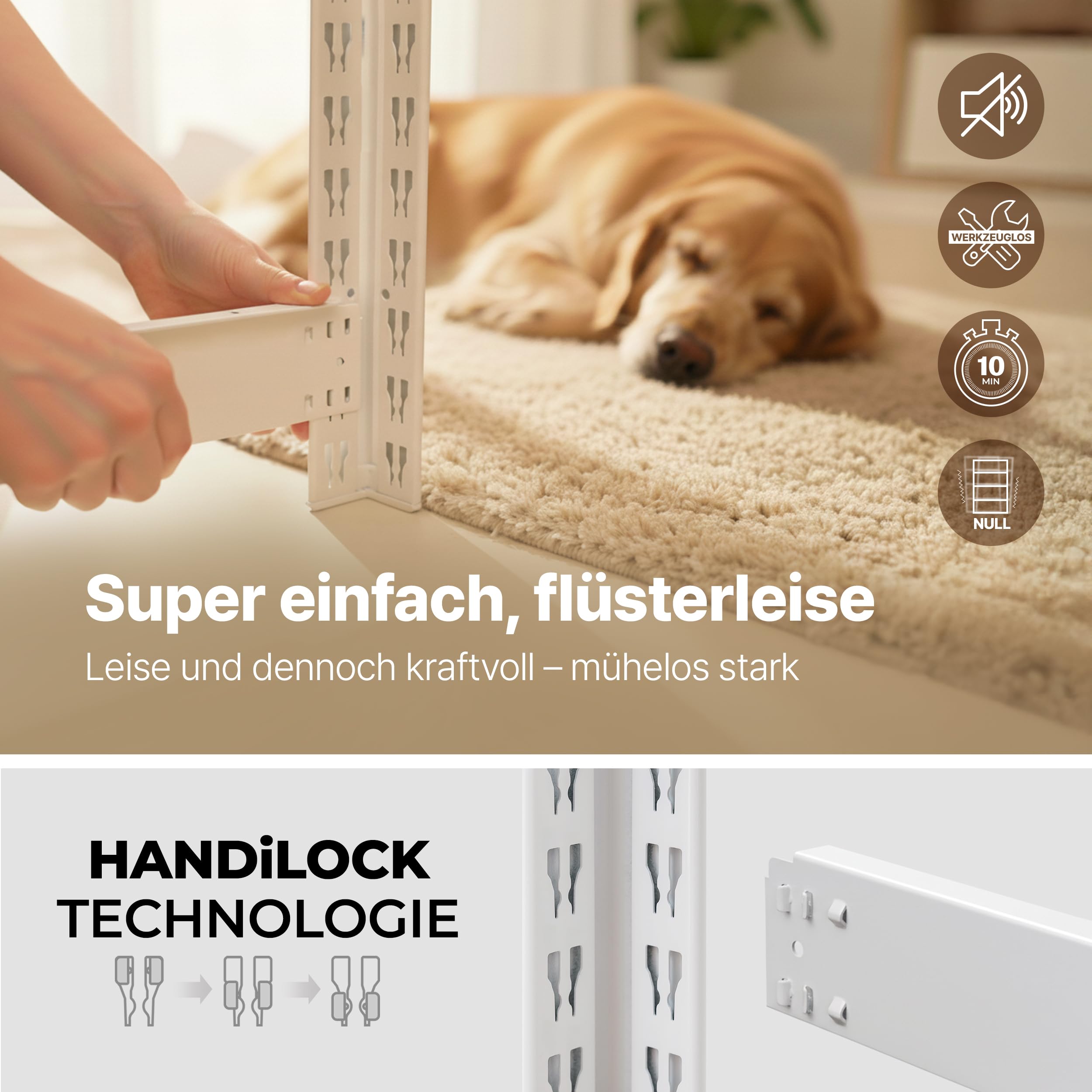 HOMEDANT House Premium-Lift-Beam Schwerlastregal Kellerregal Lagerregal Haushaltsregal Küchenregal Garagenregal 40 x 120 x 180cm Regal mit Laminat-MDF-Böden verstellbare Ablagen Weiß