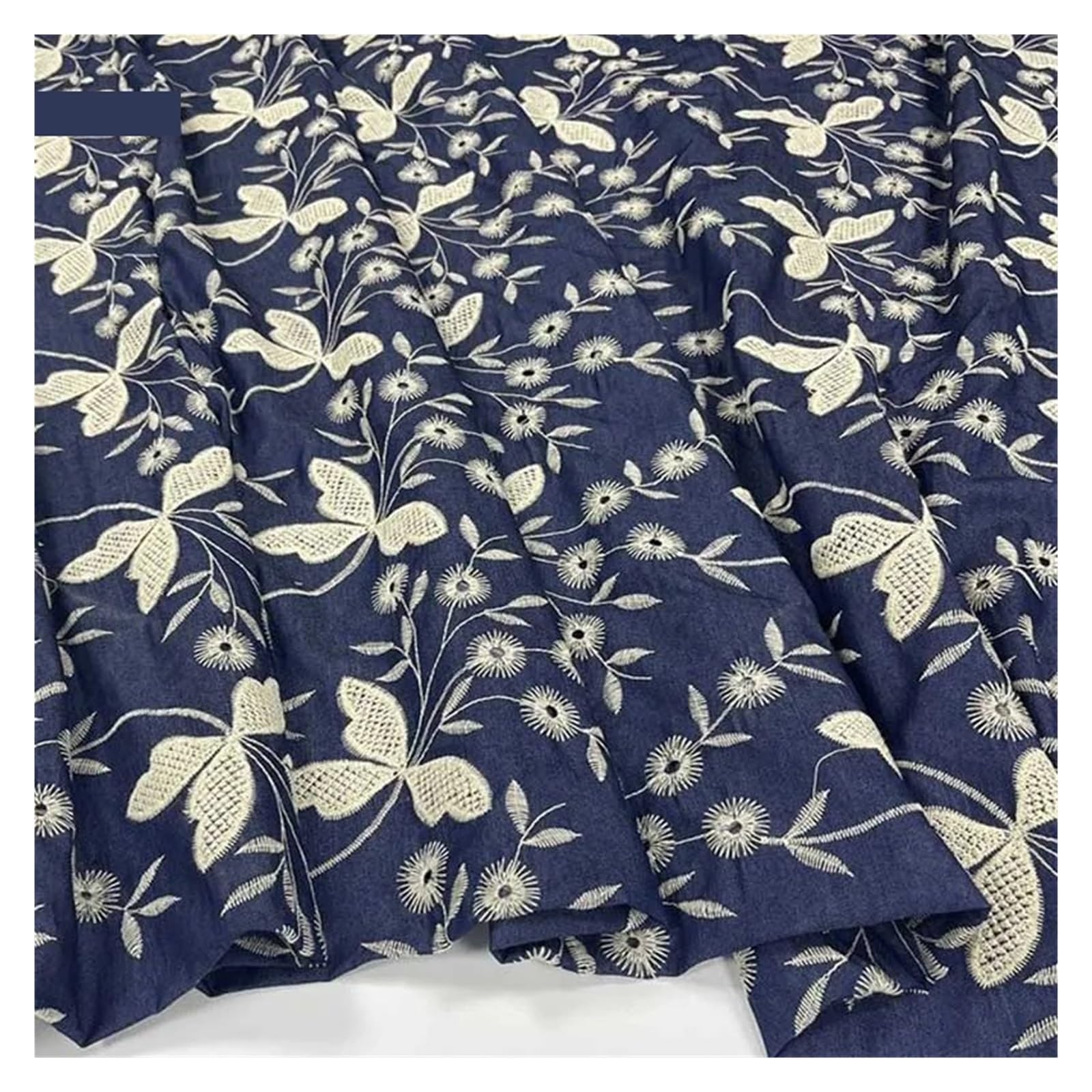 Summer Thin Embroidered Washed Denim Fabric for Dressmaking
