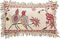 Vista 71 de patdrea Fundas de almohada de diseño floral vintage para sofá, fundas de almohada de lino marrón amarillo con patrón de pájaro y rosa, cojín