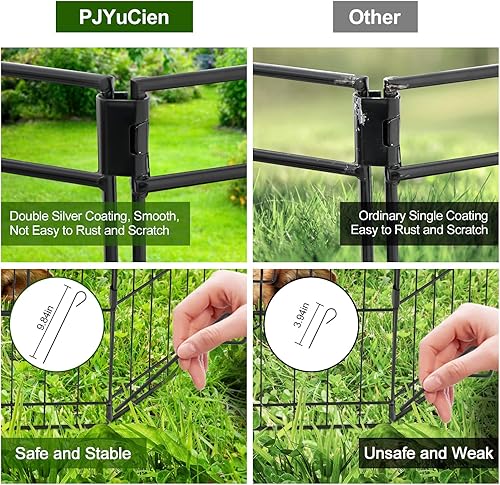 Miniatura 8 de PJYuCien Corralito de ejercicio plegable de metal para perros, valla para mascotas, jaula para cachorros para interiores y exteriores, con 8 paneles