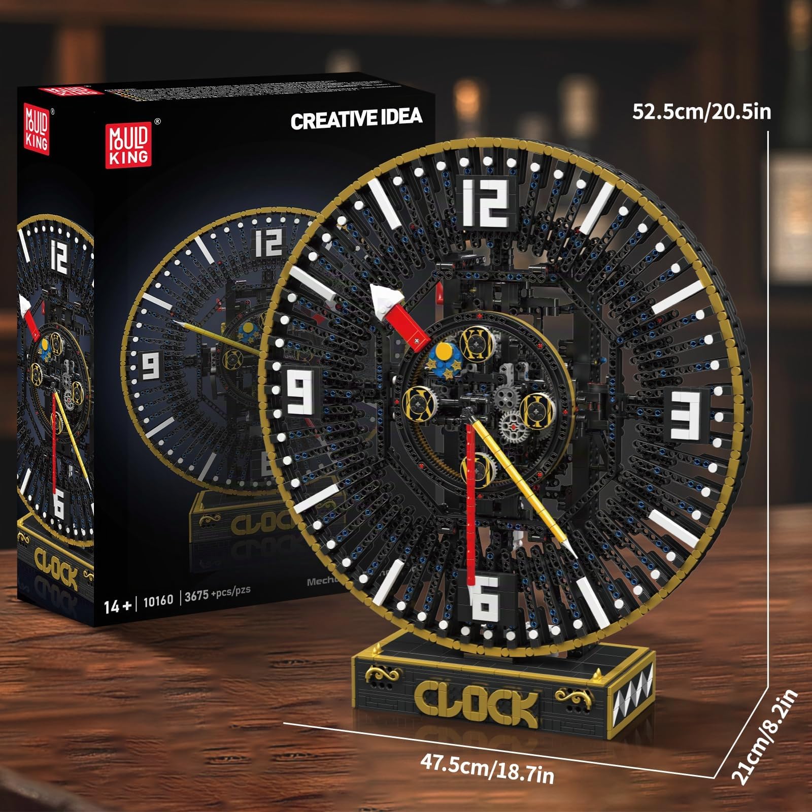 Mould King 10160 – Ensemble de construction mécanique – 3675 pièces – Modèle d'horloge en brique motorisée – Contrôle par application – Affichage de l'heure personnalisable – Jouet d'ingénierie avancé