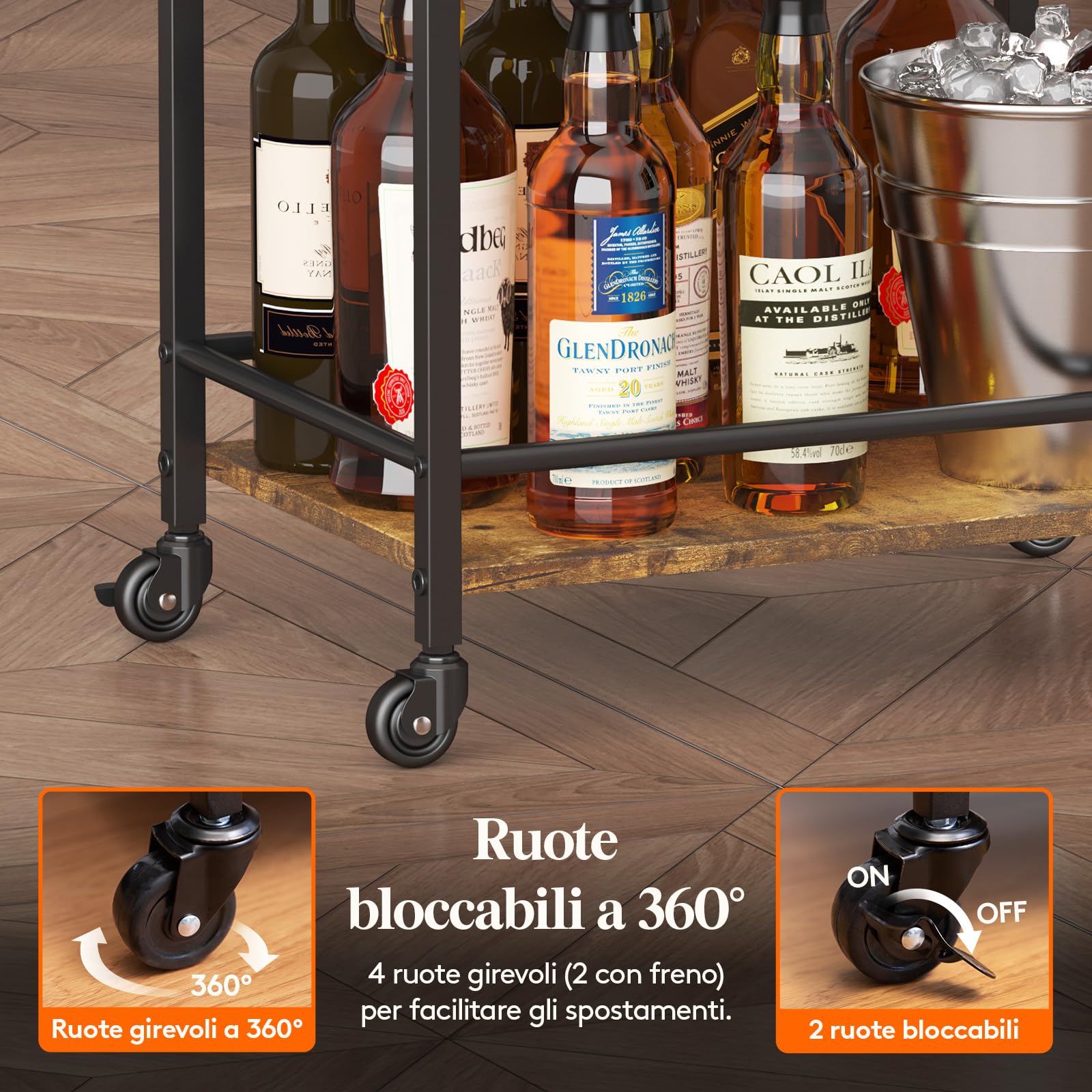 Lifewit Carrello da Cucina a 3 Livelli con Ruote Bloccabili, Carrello Portaoggetti per Cucina, Soggiorno, Uso Esterno, 43,2 x 30 x 81,5 cm, Nero