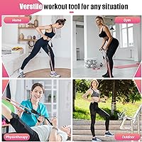 Vista 6 de Bandas de resistencia con asas para mujeres, bandas de ejercicio de 5 niveles para terapia física, yoga, pilates, anclaje de puerta, bolsa