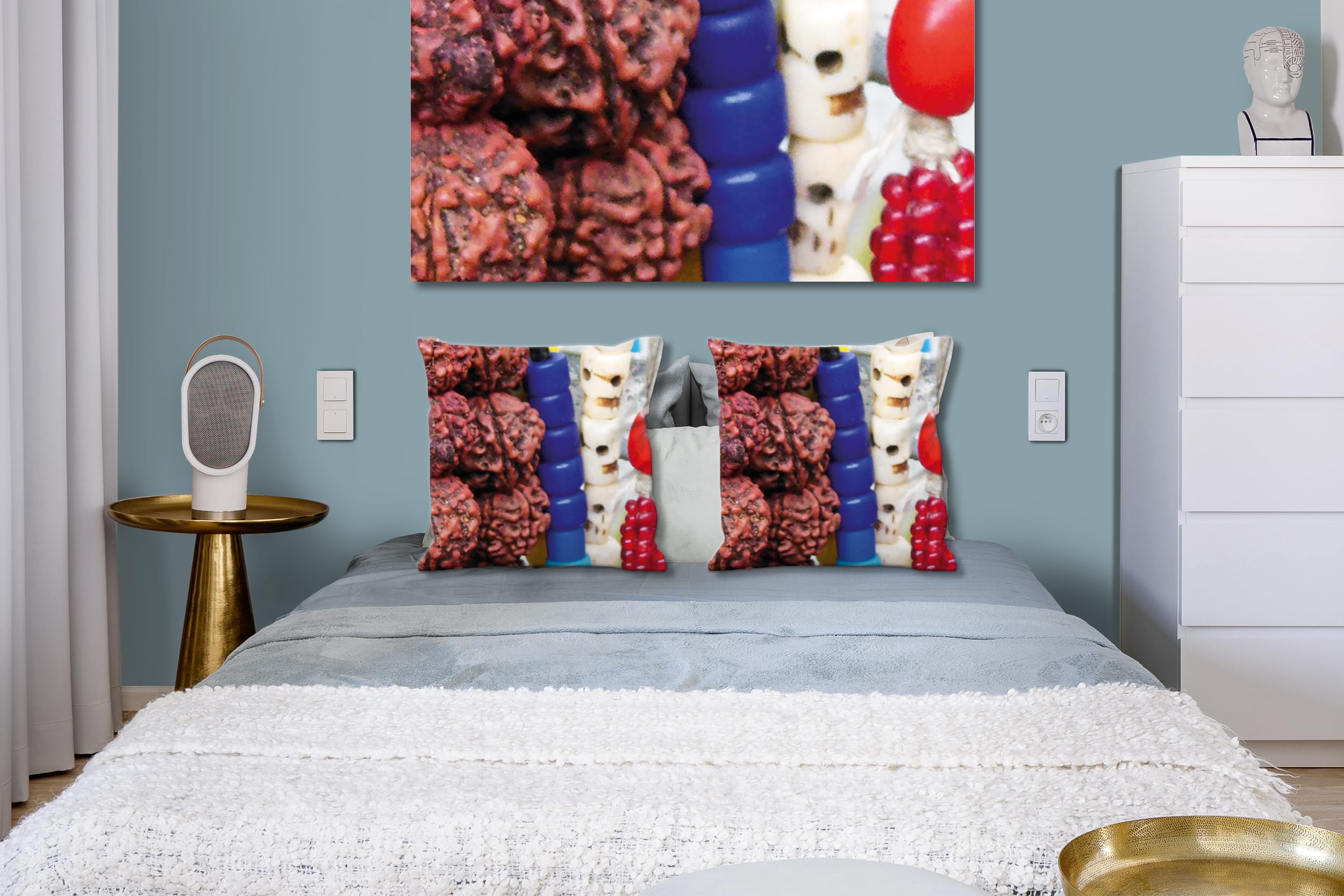 Ketten 4 - Foto-Kissen-Hülle Set (2 STK.) 40 x 40 cm | Kissen-Bezüge - passend zu Wandbild - Deko-Kissen - Schmuck Farbe Perle Afrika