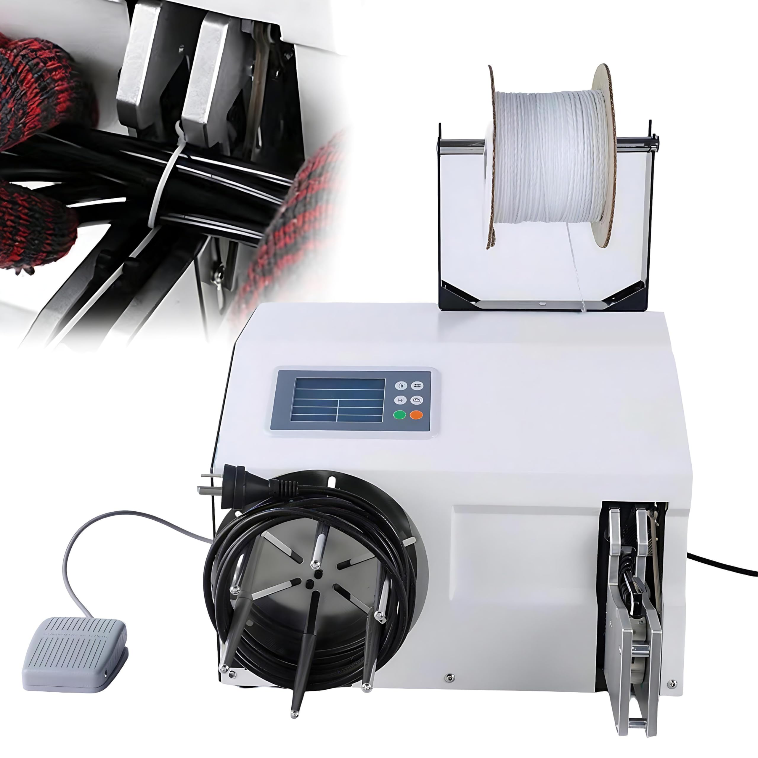 QIUNAOZI Automatic Wire Tying and Bundling Machine, Bag Closer Bundling Equipment, Sensor Binding, Includes 1 roll of cable ties, for Bakery, Power Cord, etc WireWindingandTyingMachine