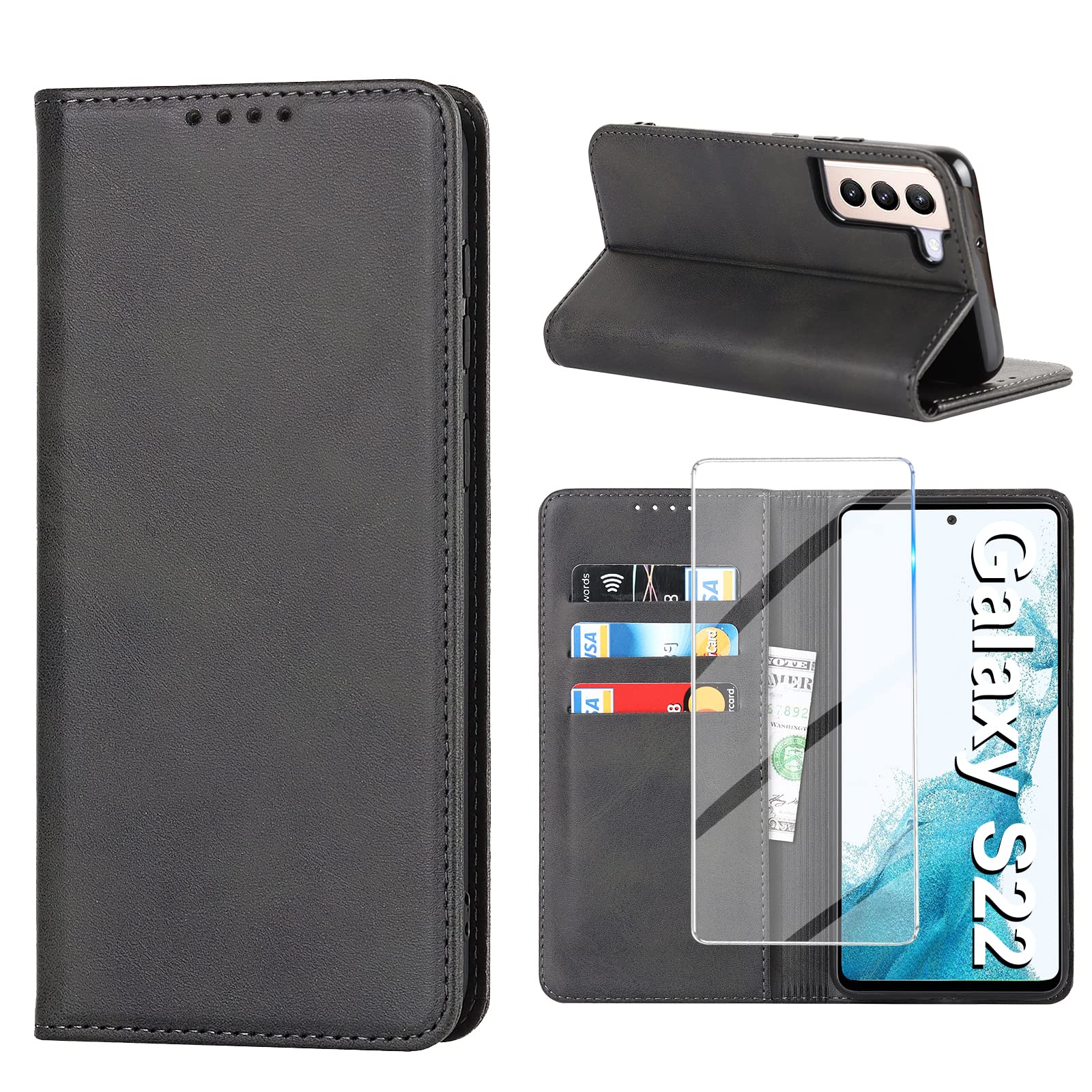 Vaki für Samsung Galaxy S25/S25 Plus/S25 Ultra/S21/S22/S23/S21 FE/S8/S9/S10 4G/S23 FE/S20/S20 Plus Hülle mit Schutzfolie