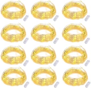 Fairy Lights Battery Operated, 12-Pack 7.2ft w/20 LED Mini Lights Waterproof String Lights for Mason Jar/Centerpiece Table/Bedroom/Wedding/Valentines/Christmas/Outdoors/Indoor Decoration