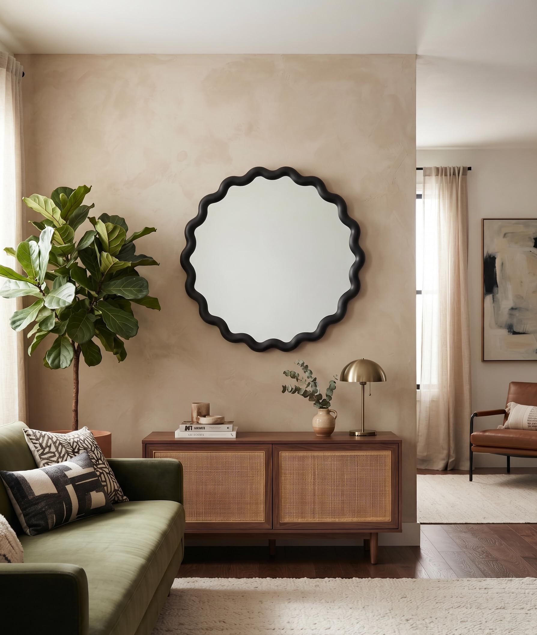 Deenz Round Wave Edge Gold Wall Mirror 49.5Cm - Blacky