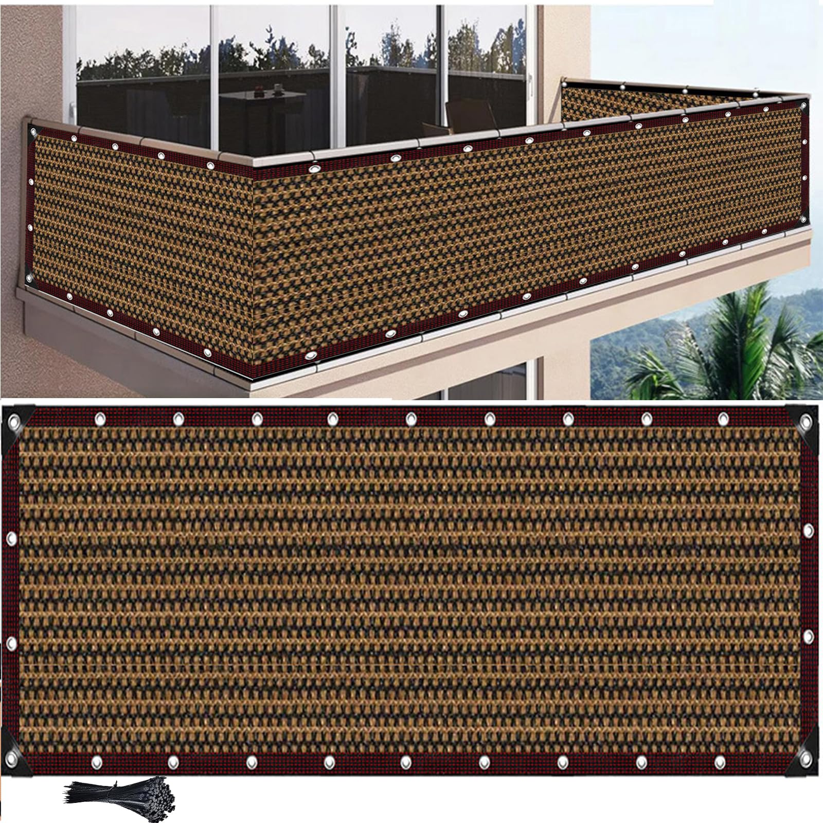 Valla de privacidad elegante y duradera de 0,9 x 8 m con máxima protección solar UV