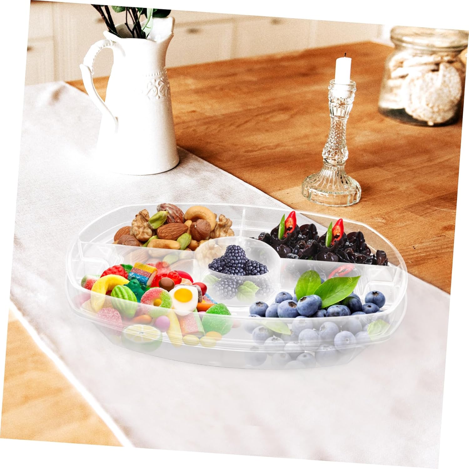 1Set Chilled Fruit and Veggie Serving Tray with Lid Snack Box for Parties Includes Compartments for Easy Organization for Appetizers and Gatherings
