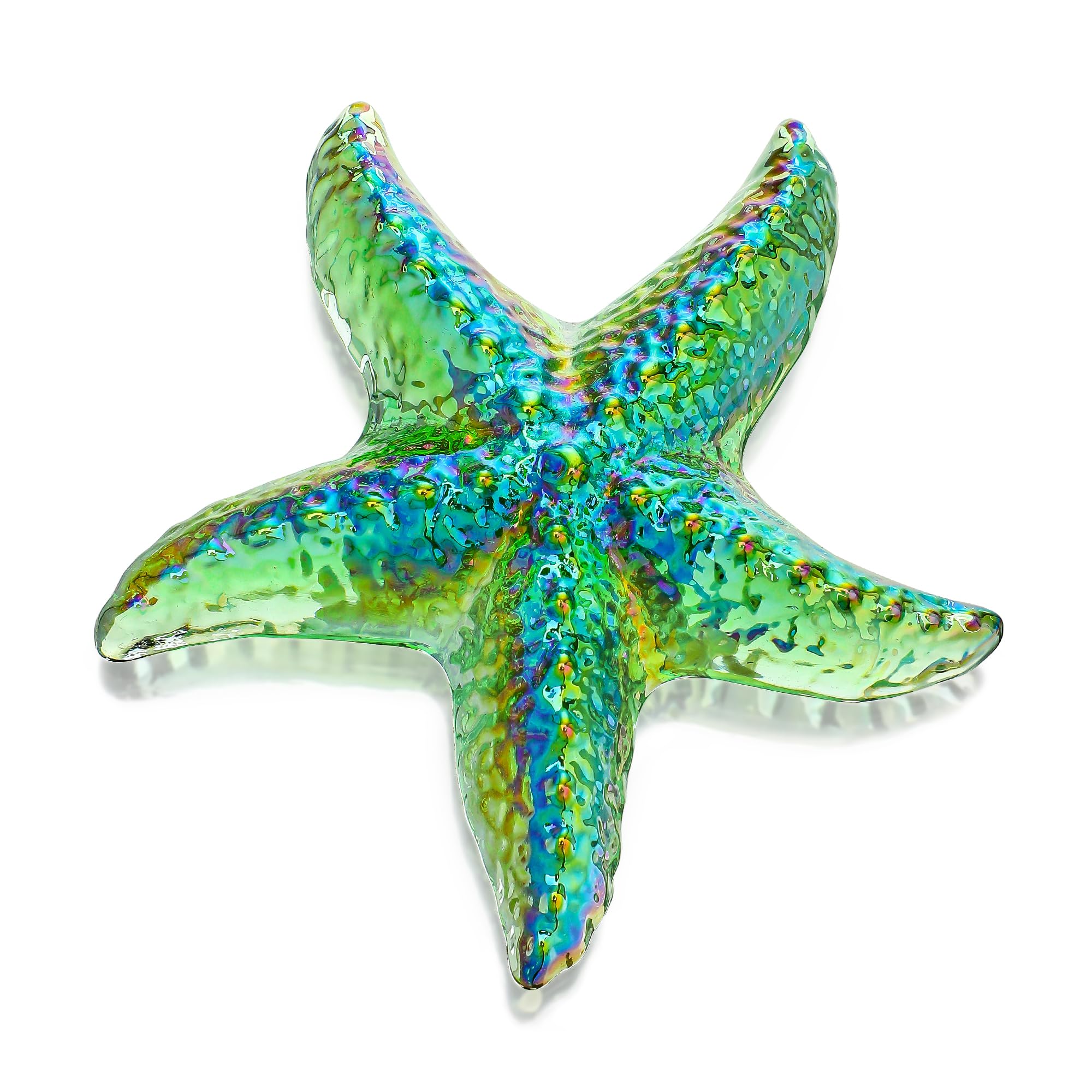 H&D HYALINE & DORA Glass Starfish Green Handmade Glass Sea Animal Figurine Mini Starfish Collectible Ornament for Beach Decor