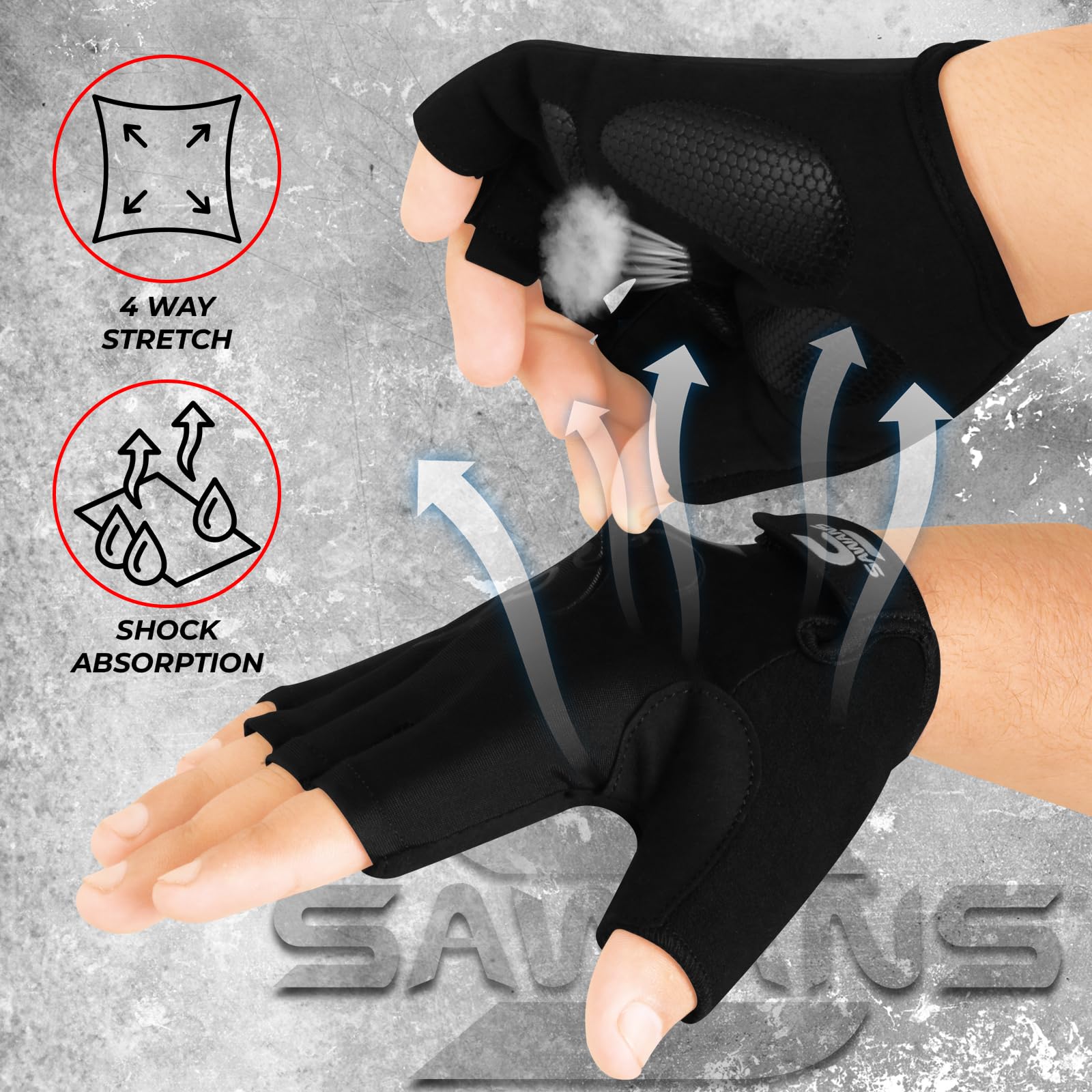 SAWANS Guanti da ciclismo a mezza dita, da uomo, da donna, antiscivolo, per mountain bike, da corsa, traspiranti, ammortizzanti, unisex