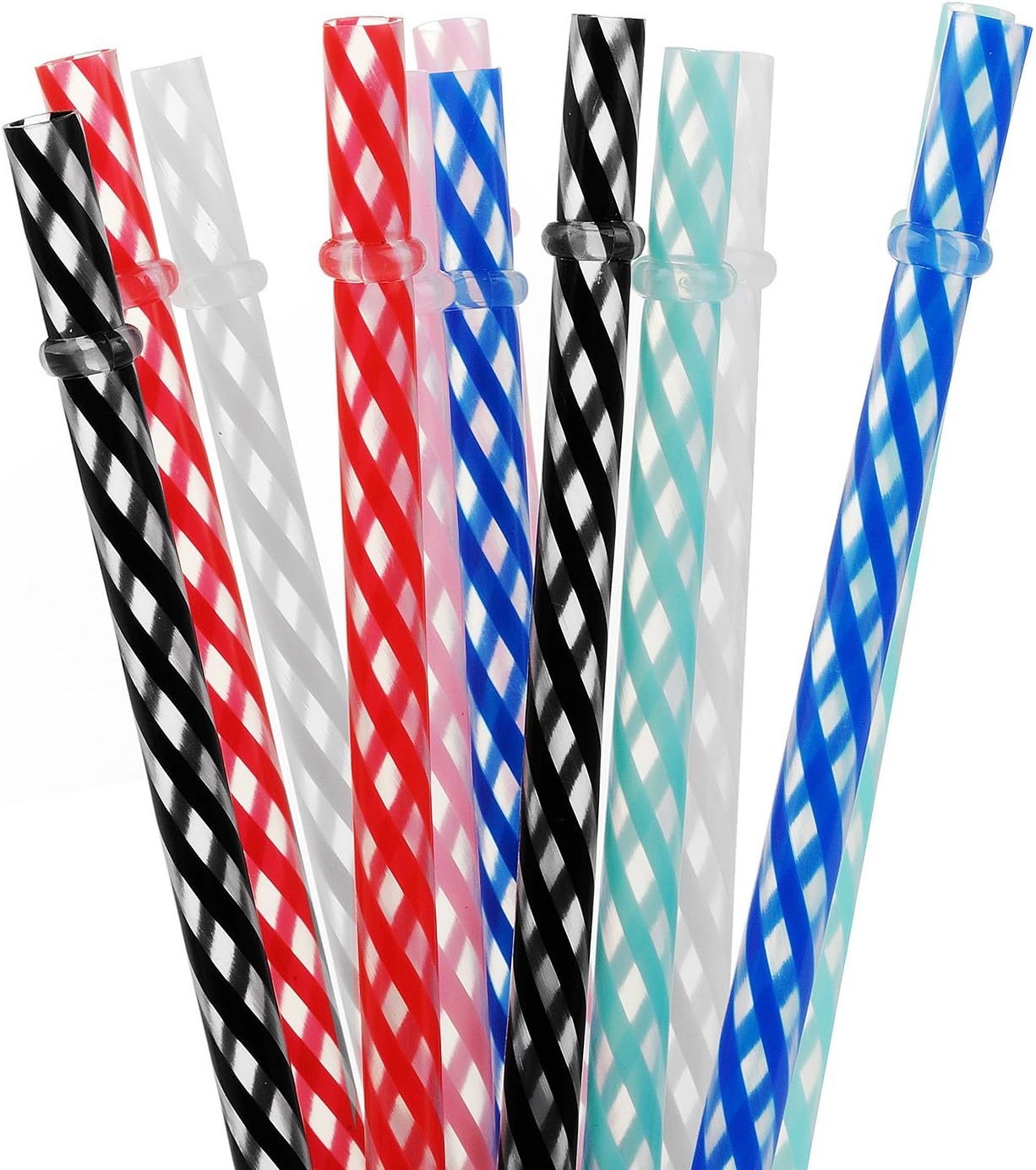 ALINK 10.5" Long Reusable Hard Plastic Straws, Tumblers Replacement Drinking Straws for 32 oz & 20 oz Yeti, RTIC, Mason Jar, Tervis Tumblers, Set of 12 with Cleaning Brush