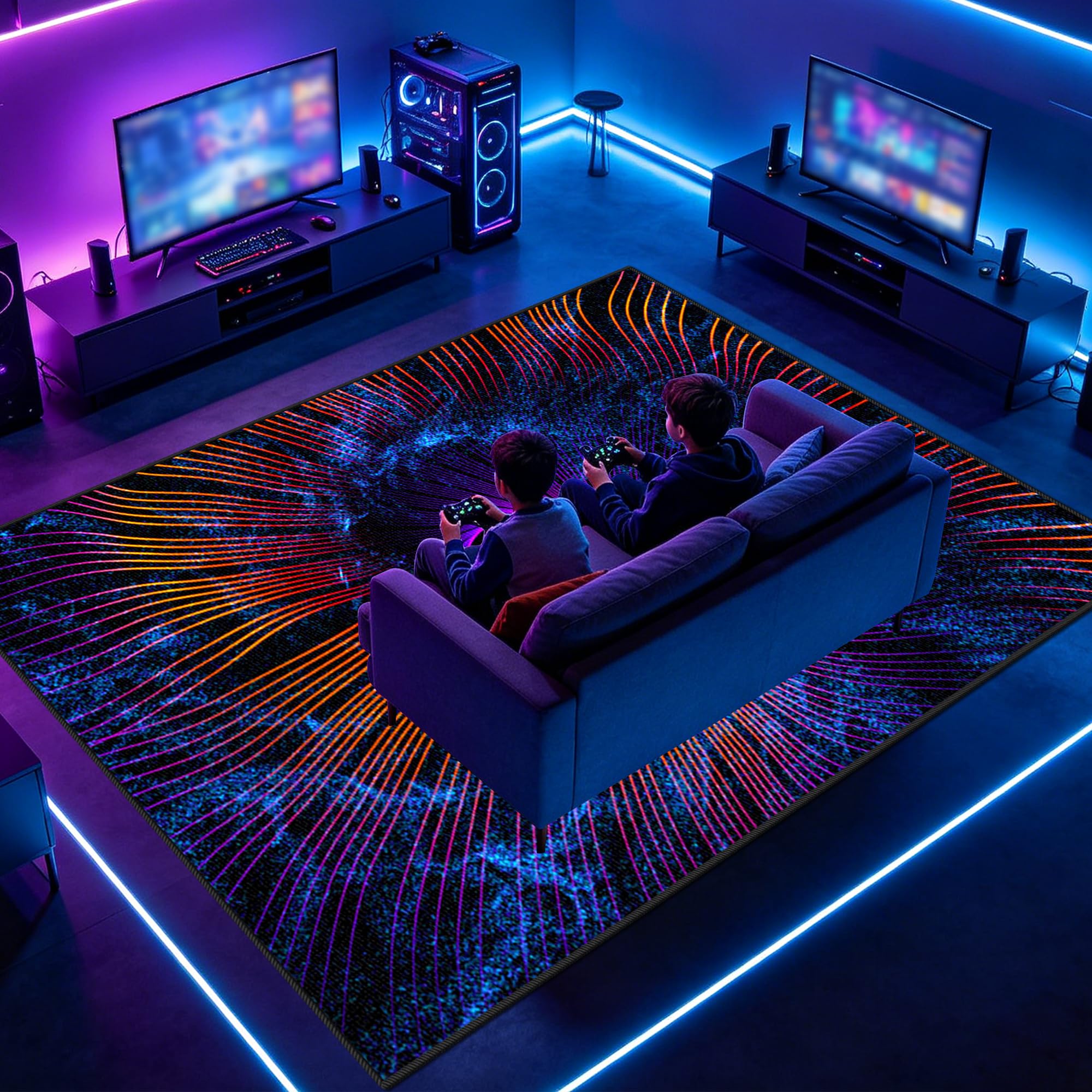 Tapis gamer chambre à coucher grand tapis de salon antidérapant pour salle de jeux