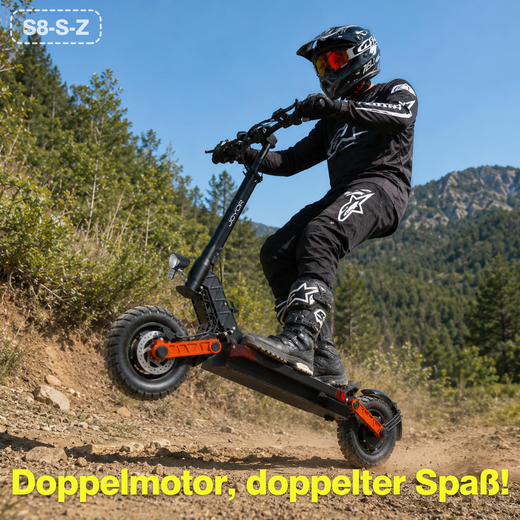Trottinette Électrique Adulte, Batterie 48V 26Ah, Autonomie Jusqu’à 80 km, Freins Hydrauliques, Pneus Tout-Terrain 10", Double Suspension, Châssis en Aluminium