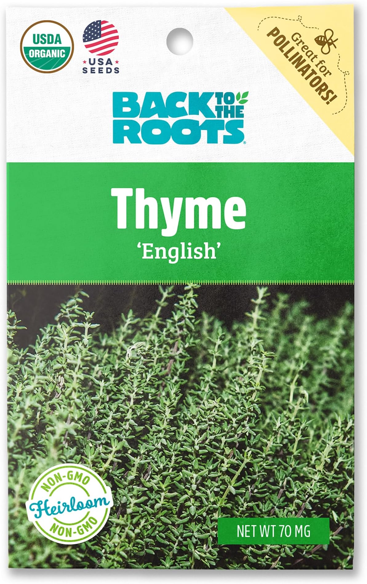 Back to The Roots 100% Organic Seed Packet - Thyme 'English' 70mg