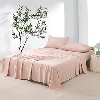 NATUREFIELD Bed Sheets Set Queen Size (4pc), 100% Rayon Derived from Bamboo, Cooling Sheets with Fitted Deep Pockets, Hotel Luxury Bedding Sheets & Pillowcases