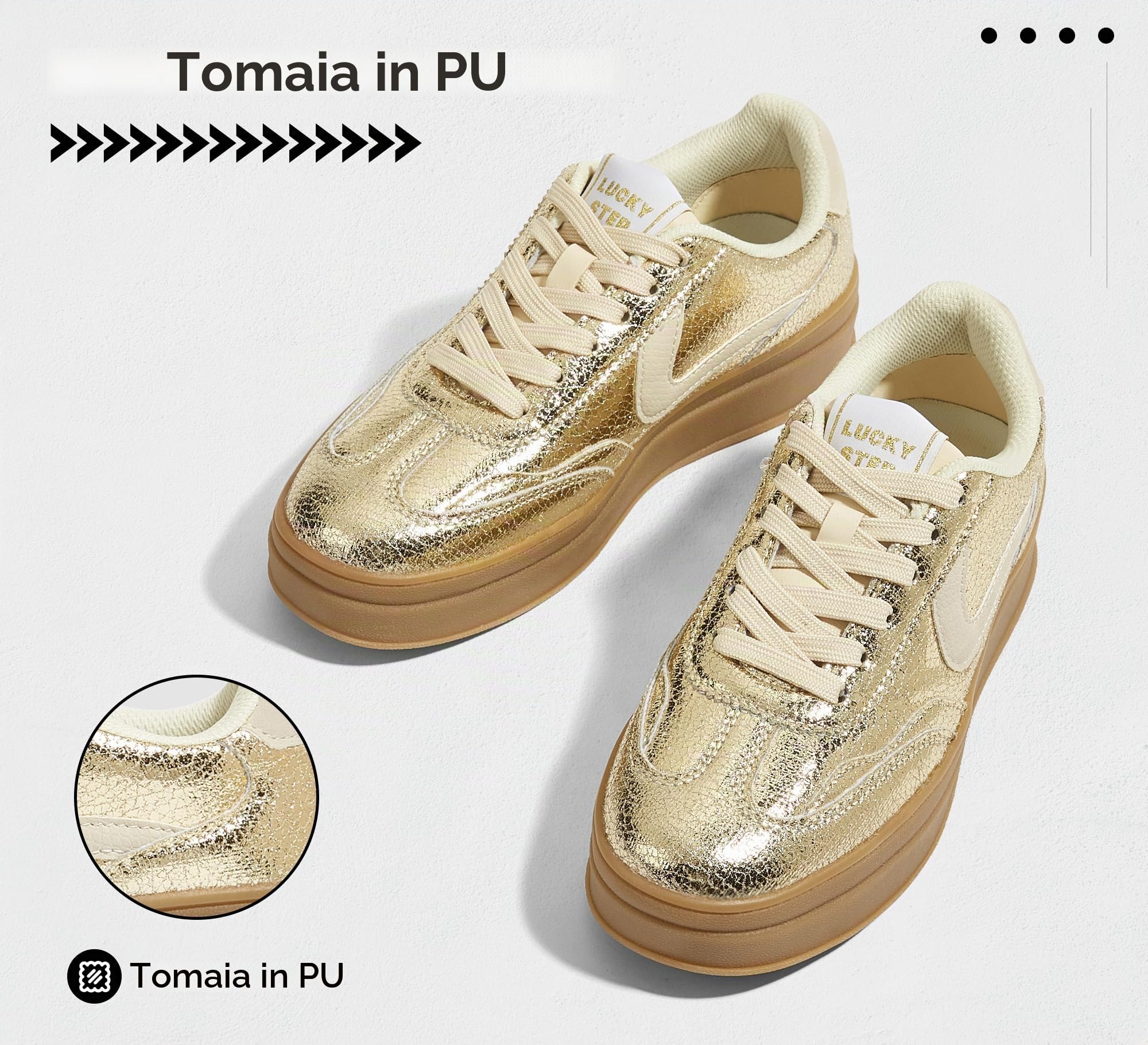 LUCKY STEP Scarpe da ginnastica da donna con plateau, stile retrò, casual, comode, suola spessa, eleganti, classiche, da tennis
