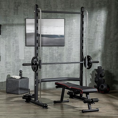 Miniatura 2 de Soozier Estante ajustable para sentadillas con barra de dominadas y barra de barra estante de prensa de banca soporte multifunción para
