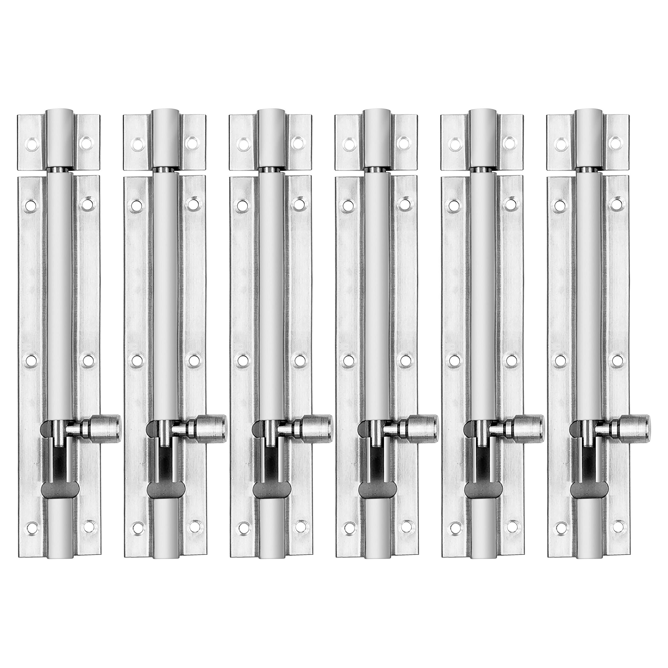 AtlanticMorden Plain Tower Bolt 6 inch (Stainless Steel, Two Tone Silver, Pack of 6 Piece)