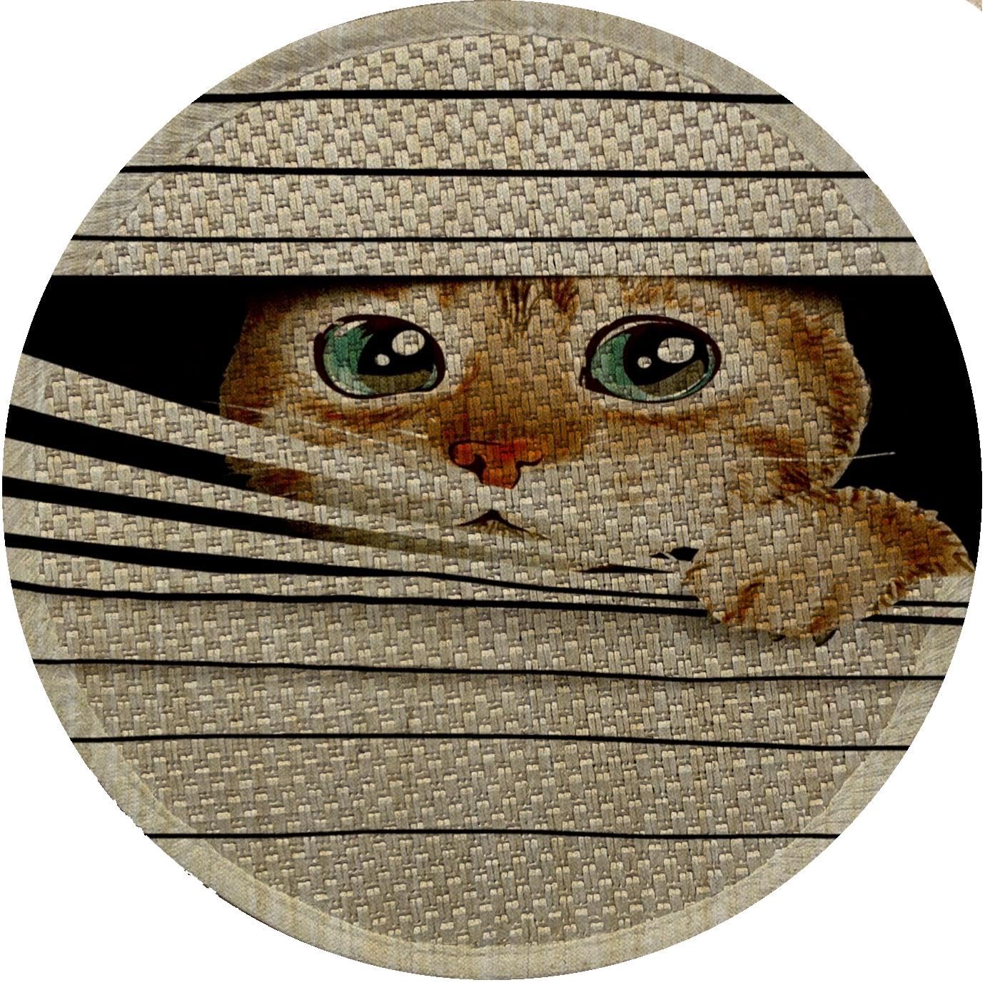 Glipet Desenli Çift Taraflı Kedi Tırmalama Paspası Yuvarlak Watch 36 * 36 cm