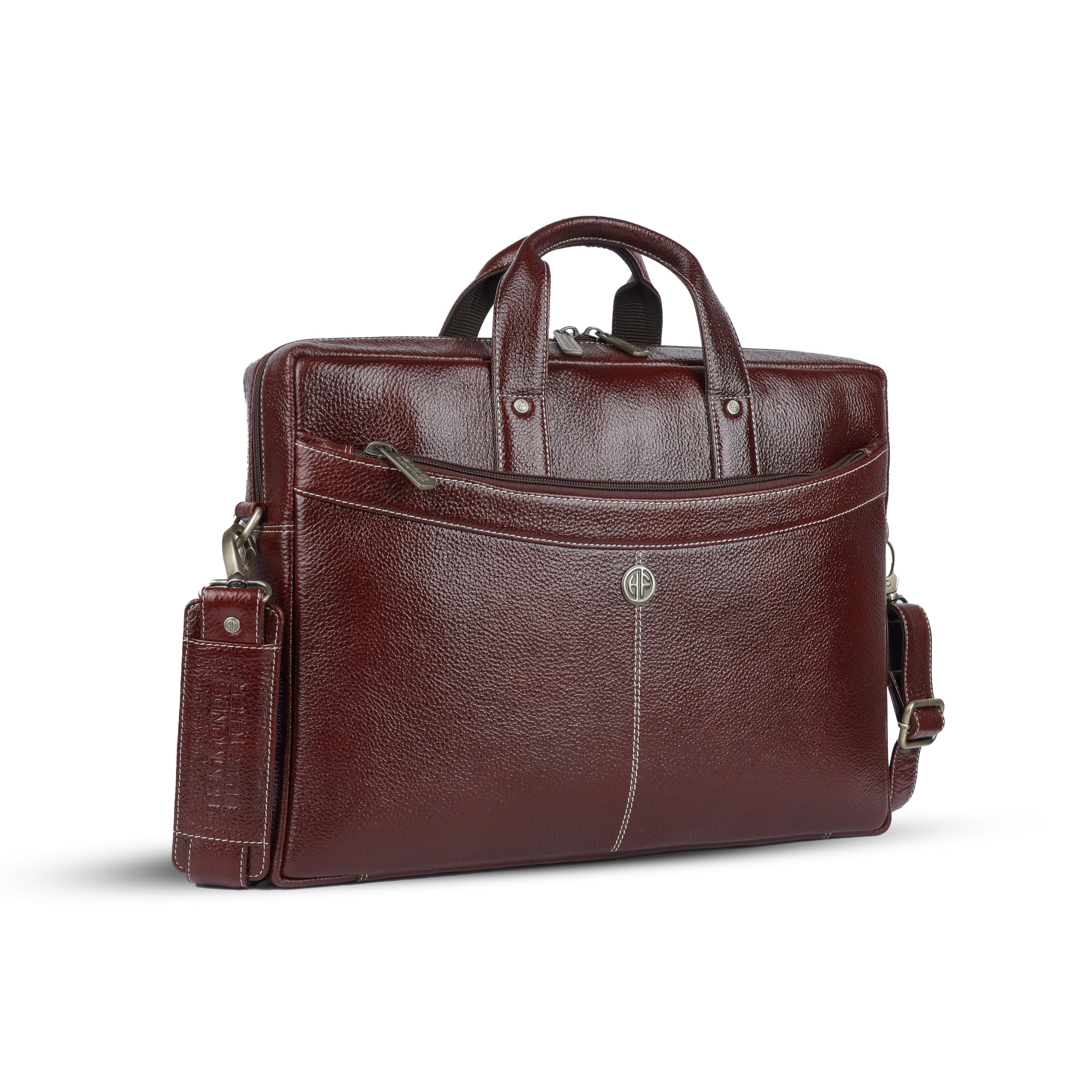 HAMMONDS FLYCATCHER Genuine Leather Office Bag for Men, 15.6 Inch Professional Brown Laptop Bag for Men, Adjustable Strap & Multi Compartments, 1 Year Warranty - Office, Travel, Daily Use