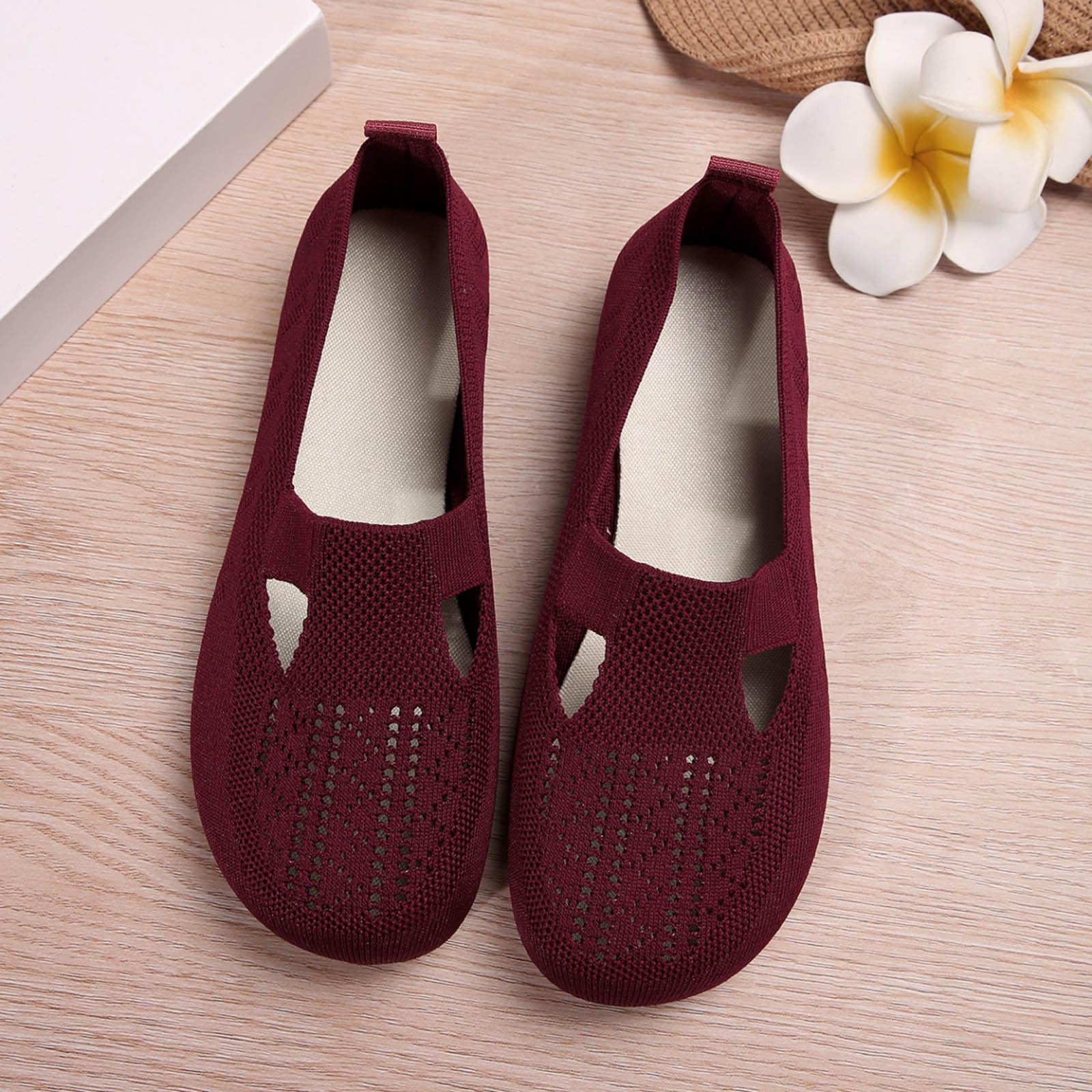 Scarpe da Donna Ballerine Slip-on, Scarpe da Ginnastica Antiscivolo in Maglia, comode, Traspiranti, estive, Sportive, da Donna, Scarpe comode15