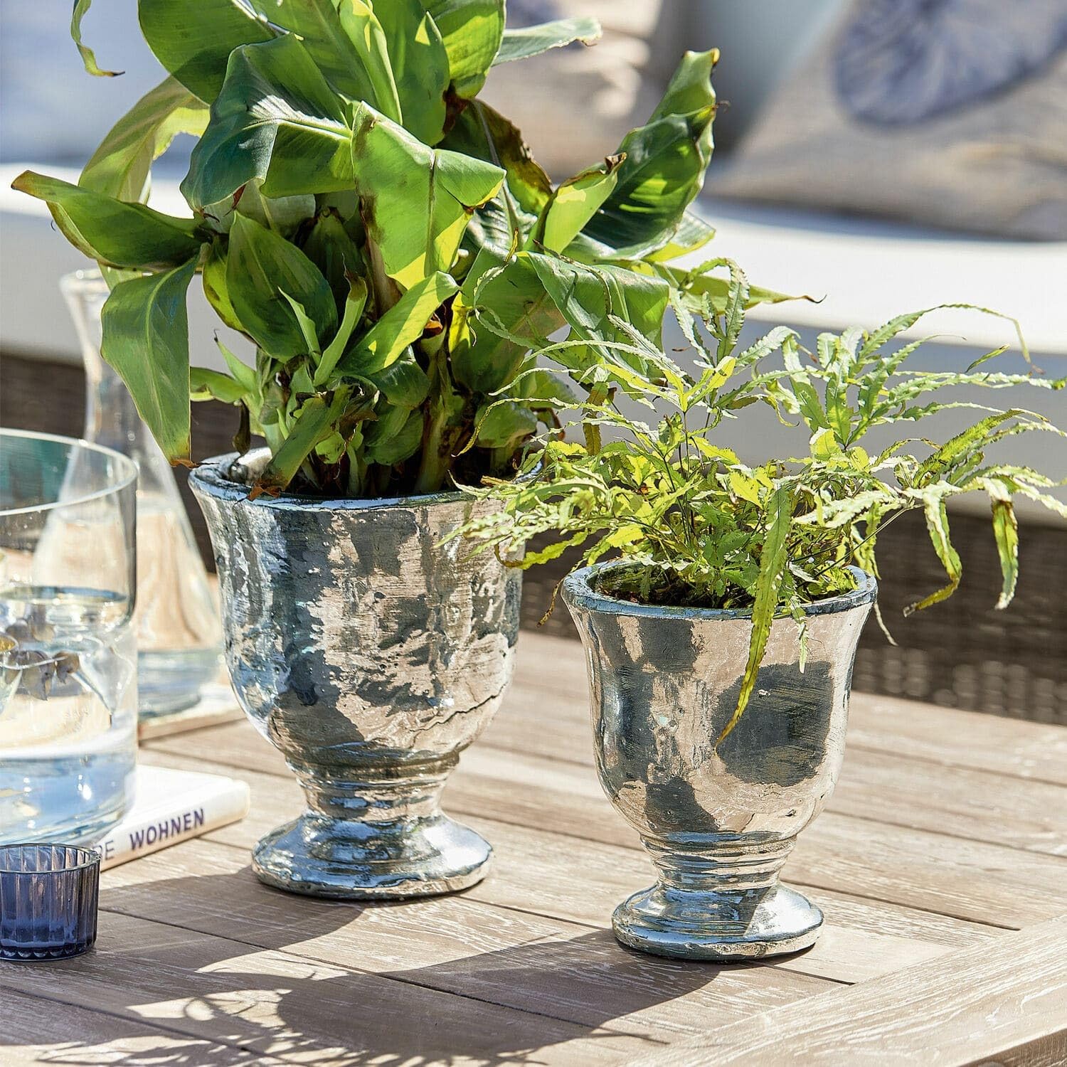 Loberon Übertopf Set Banon, antiksilber | Blumentopf Aus Terrakotta - Ideal Für Zimmerpflanzen & Kräuter - Ideal Für Balkon & Wohnzimmer