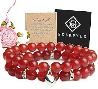 2Pcs Healing Crystal Bracelets for Women Handmade Beaded Bracelet Healing Prayers Crystal 8mm Natural Stone Beads Bracelet Stress Relief Get Well Soon Gifts