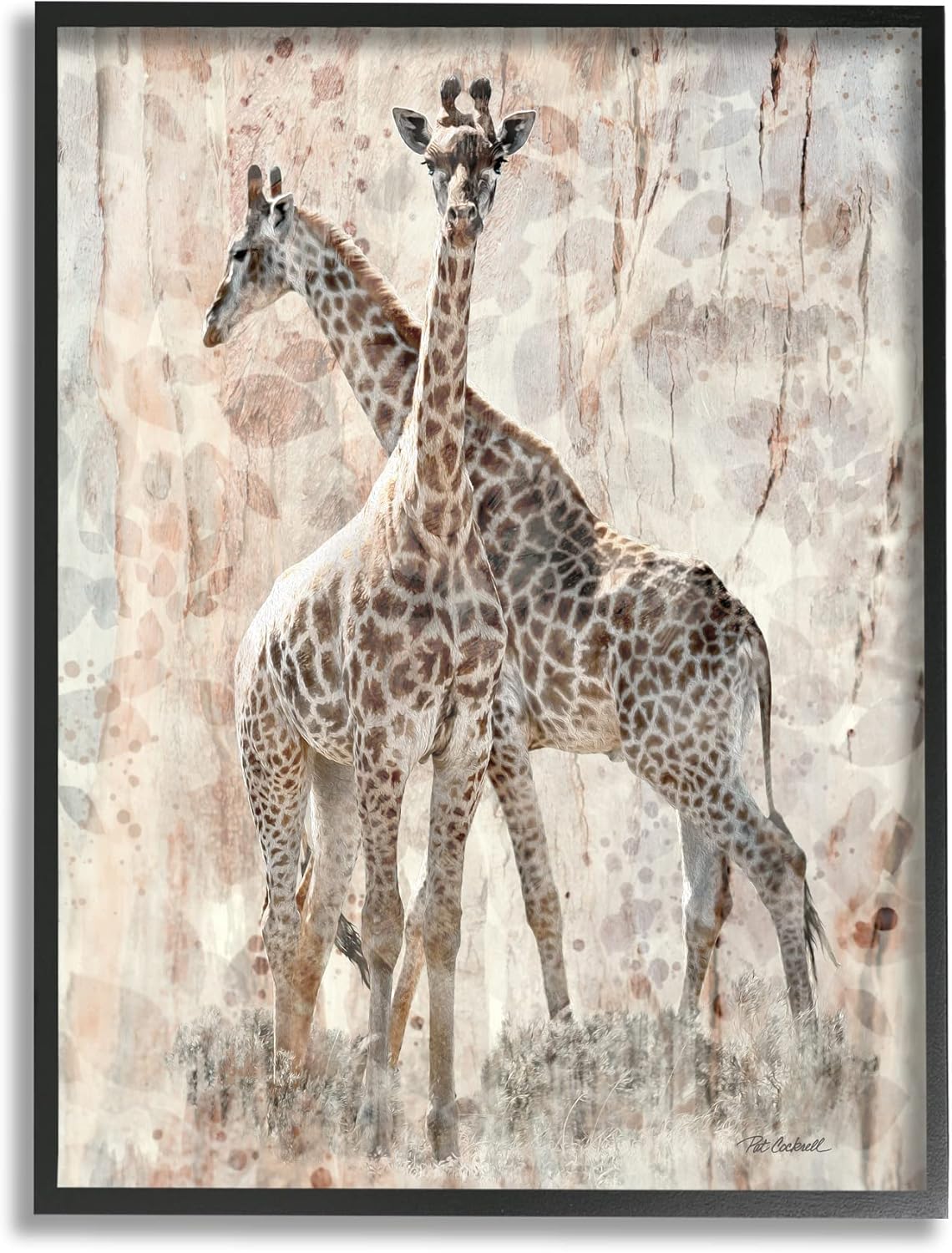 Stupell Industries Towering Giraffes Pair Overlay Spotted Pattern Design Framed Wall Art, Design By unknown