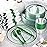 Goodluck 350 Piece Green Plastic Dinnerware Set for Party, Clear Disposable Plates for 50 Guests, Include: 50 Dinner Plates, 50 Dessert Plates, 50 Pre Rolled Napkins with Cutlery Set, 50 Cups
