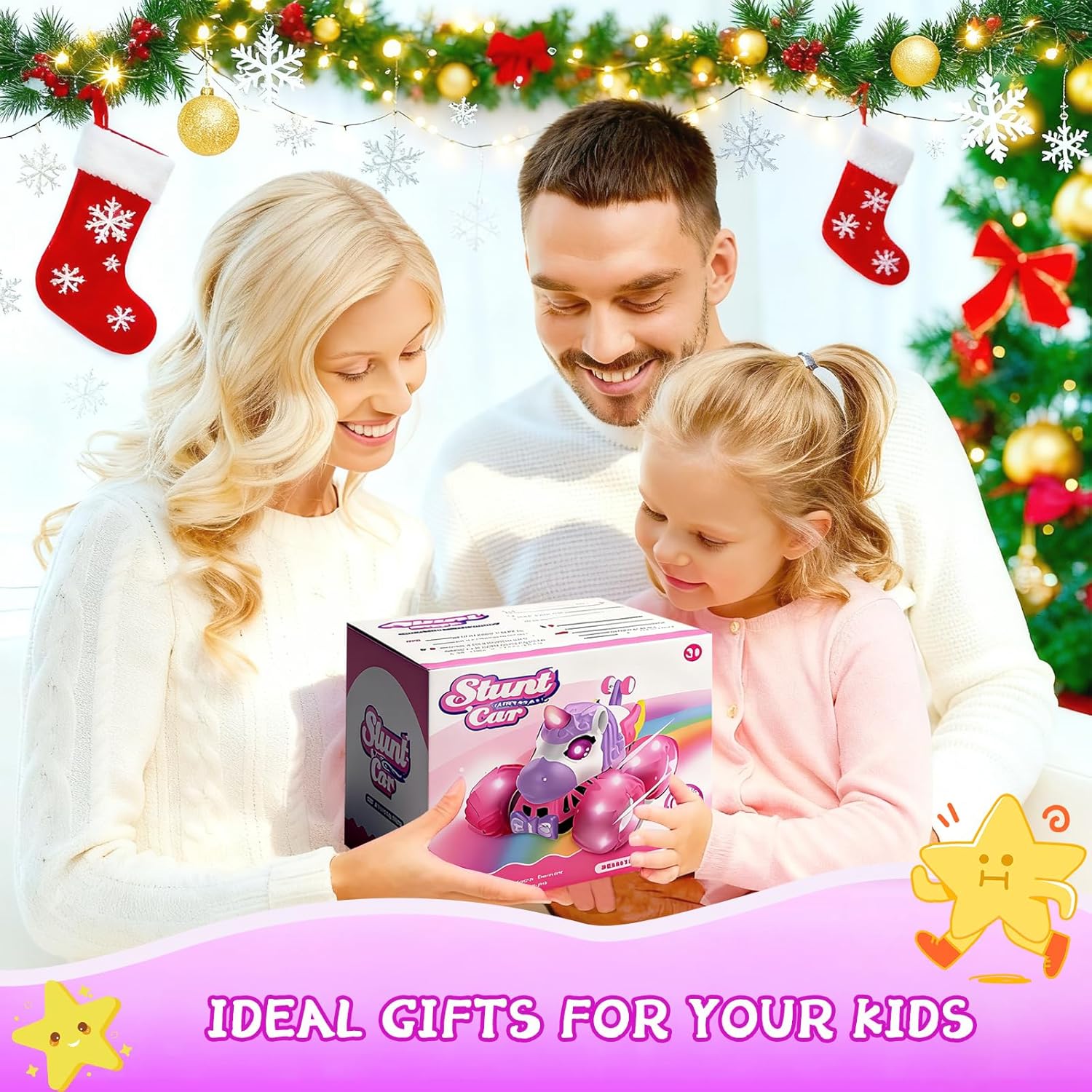Remote Control Car for Girls, Unicorn Toys for Girls Age 3+, 360° Rotating 4WD 2.4 GHz RC Stunt Cars with Light and Music, Unicorn Birthday Gifts Presents for 3 4-6 6-8