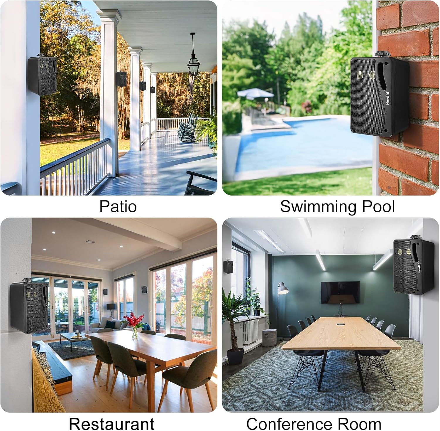 Herdio 3.5 Inch Passive Outdoor Speakers Wired Waterproof Wall Mount Speakers with 400W Superior Sound, All-Weather Durability, for Home Patio Garden Marine Boat Garage Indoor,4-Pack Balck - Image 8