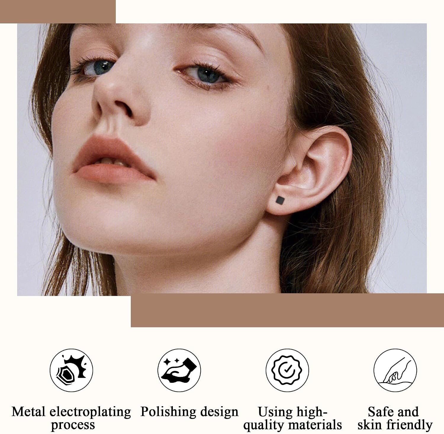 Titanium Stud Earrings for Men and Women, Minimalist Square Earrings Hypoallergenic, Lightweight Flat Square Ear Studs for Everyday Wear,Ideal Delicate Jewelry Gift