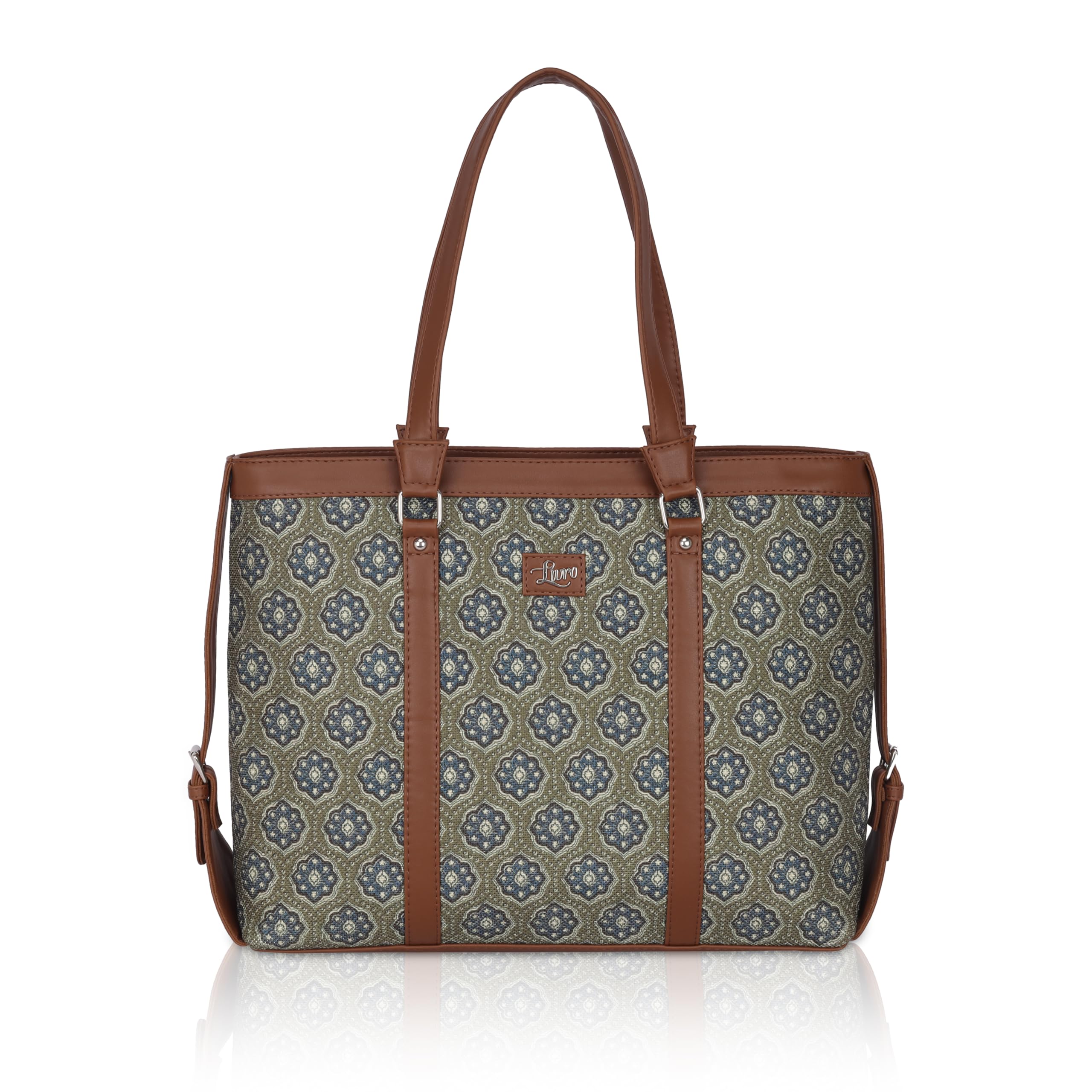 LIVRO Vegan Leather Laptop Handbag for Women - Handcrafted Office Tote Bag for College Girls - Versatile Laptop Bag for Women Office Use - Stylish Women Office Bag (Bloom Thyme) (B0D6KVNY6F) Amazon Price History, Amazon Price Tracker
