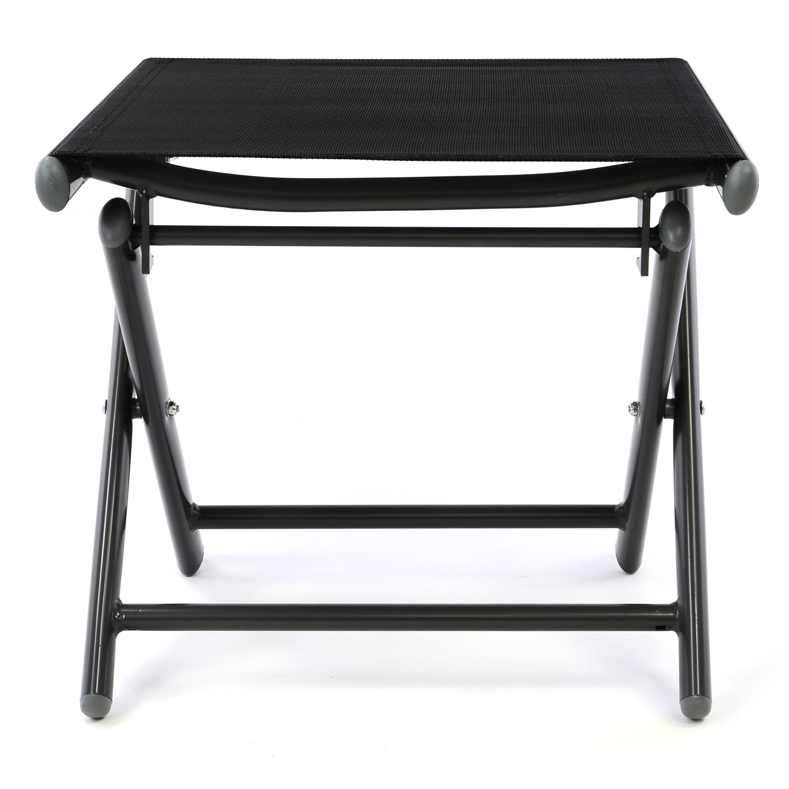 Nexos Trading Klapphocker aus Aluminium mit Textilene - Campinghocker Sitzhocker klappbar - Sitzhöhe 40 cm - Schwarz Dunkelgrau - für Garten Balkon Terrasse