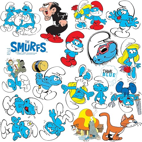 Miniatura 3 de The Smurfs Smurf - Paquete variado de calcomanías grandes de vinilo para laptop, botella de agua, álbumes de recortes, tableta, monopatín,