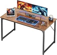 PRAISUN 47x24 Inch Deeper Desktop Computer Desk - Gaming Office Study Desk, Metal Frame, Rustic Brown for Home Office Bedroom