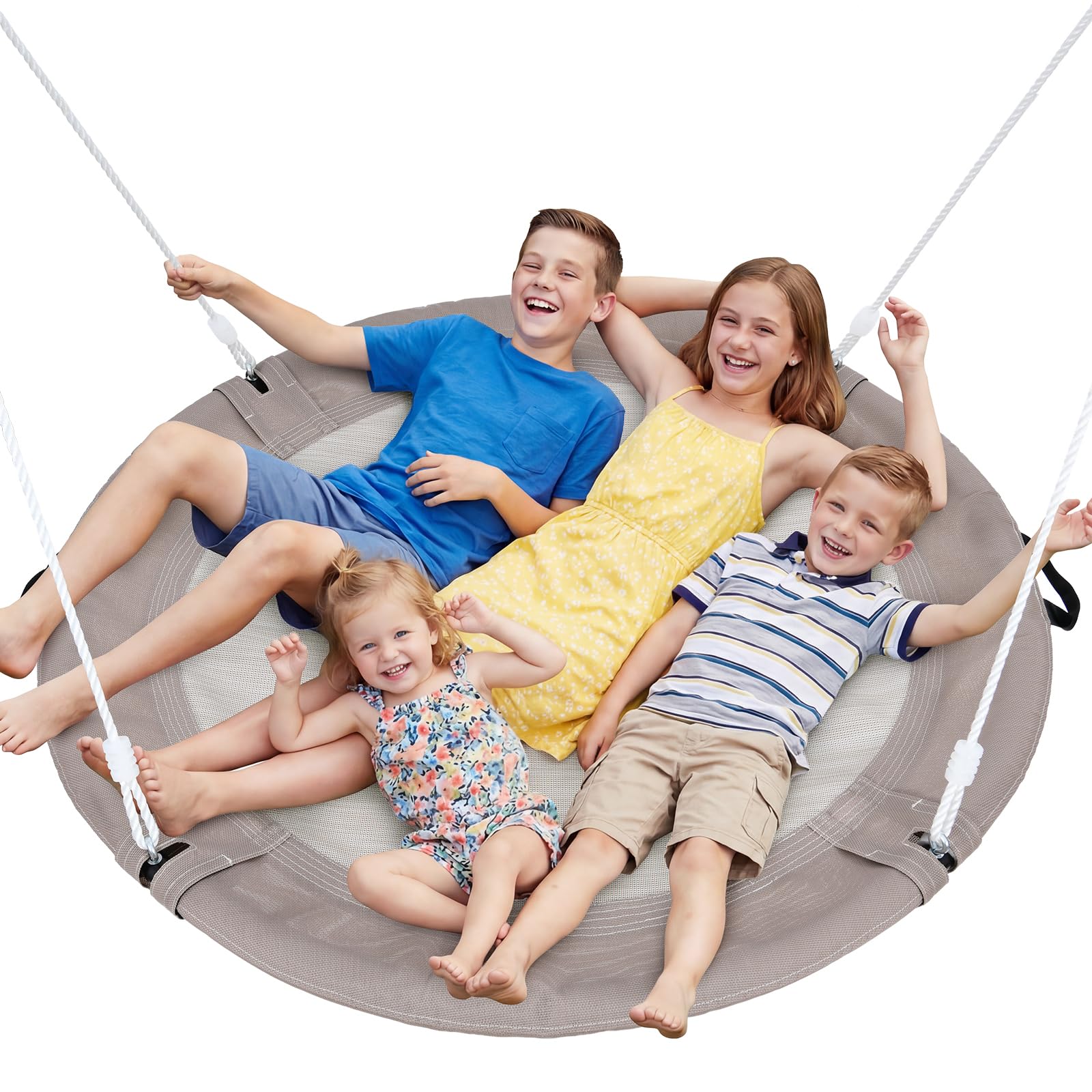 Trekassy Nestschaukel Outdoor 120cm Tellerschaukel für bis zu 300kg, 900D Oxford wasserfeste Kinderschaukel Garten, 2 Schaukel Gurte 3M, verstellbaren Hängeschaukel Indoor & Outdoor für Kinder (Sand)