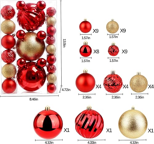 Miniatura 10 de Adornos de bola de Navidad para decoraciones de Navidad, 50 piezas extra grandes para árbol de Navidad, adornos inastillables, champán (combo de 5
