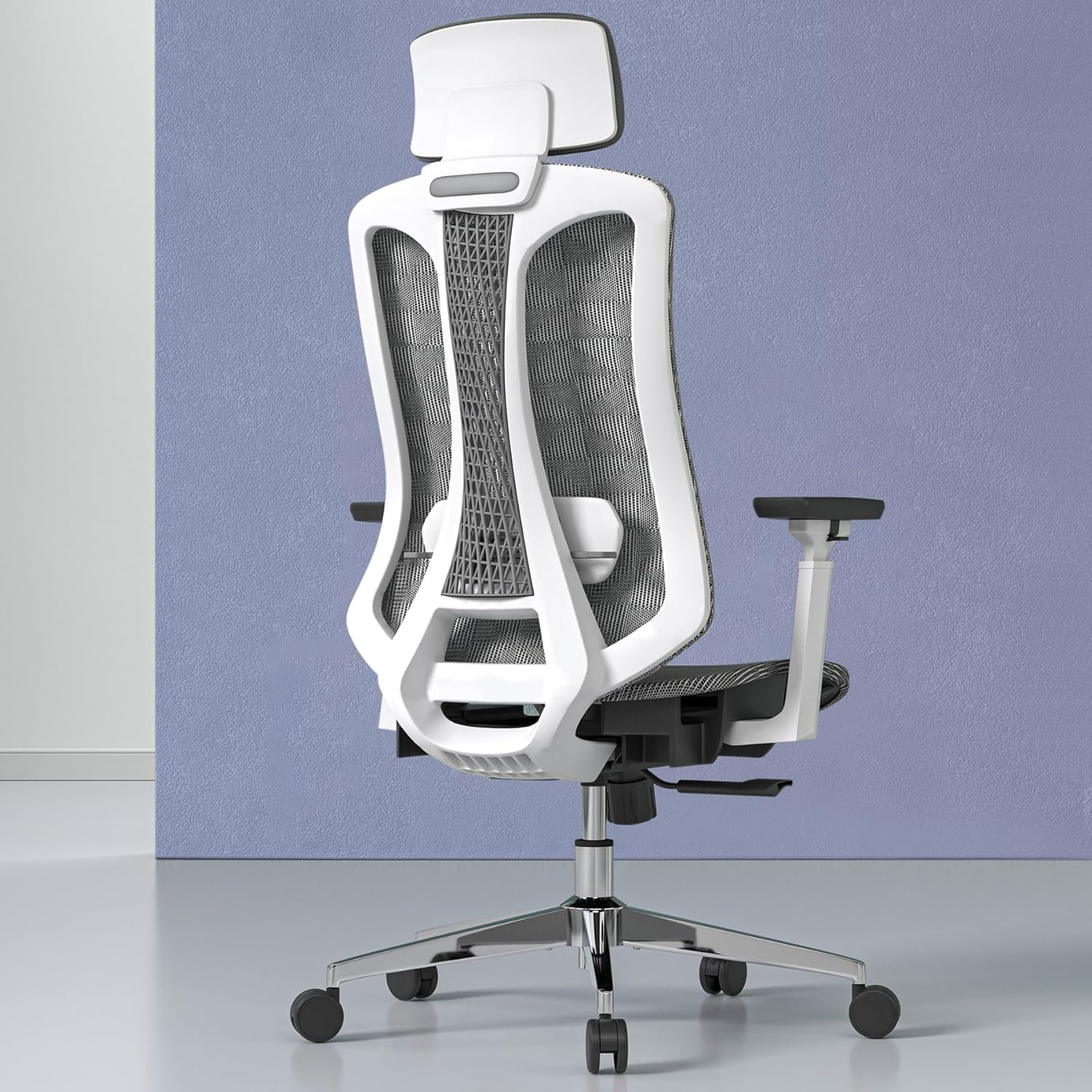 Logicfox Ergonomic Office Chair, High Back Mesh Desk Chair - Adjustable Lumbar Support & 3D Armrests, Swivel Computer Chair with Headrest, Tilt Lock & PU Wheels for Home Office, Long Hours Work