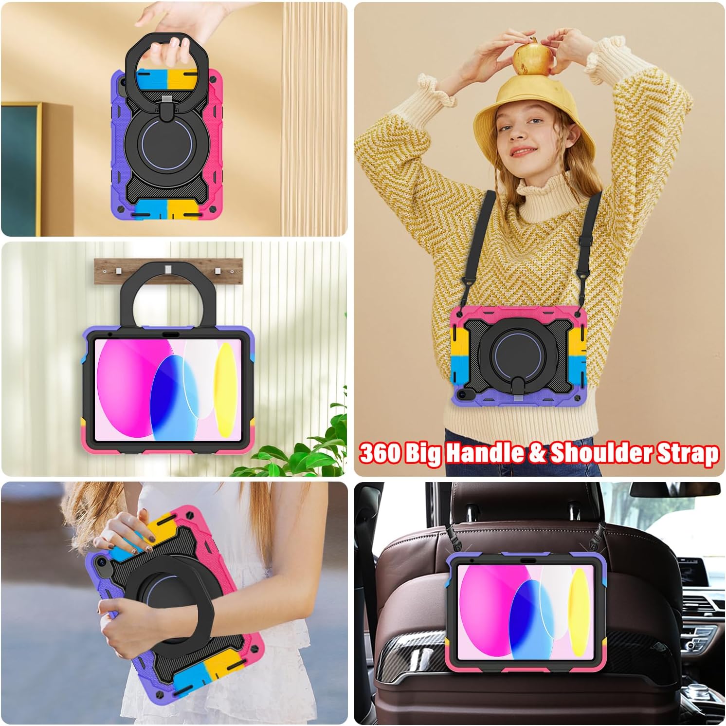 ROISKIN Case for iPad (A16) 11th Generation 11 Inch 2025, iPad 10th Generation Case 10.9" for Kids with Screen Protector,360 Kickstand & Handle,Shoulder Strap,Heavy Duty Military Grade Drop Protection