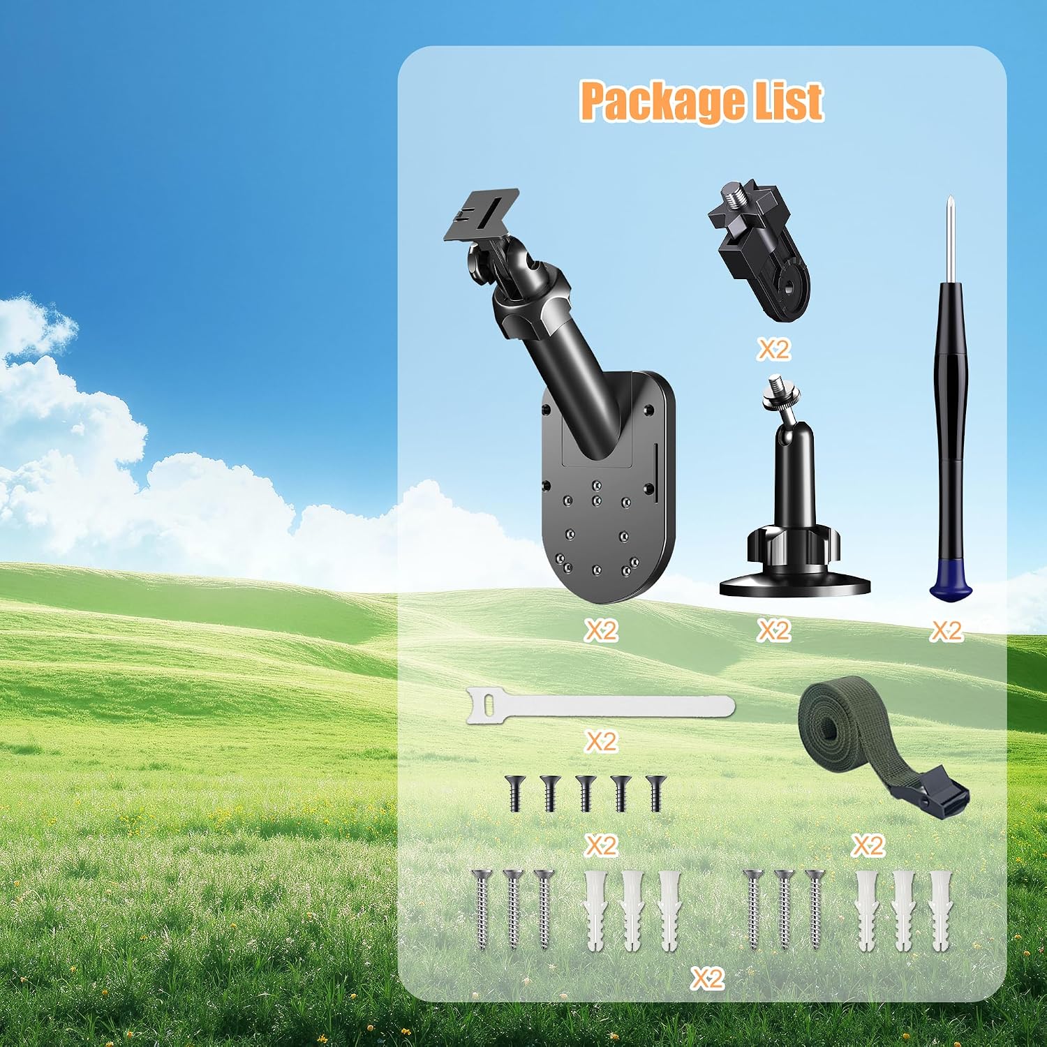 2 Pack Wall Mount for Cameras and Solar Panels, 2-in-1 Mount for Ring, Blink, Eufy, Arlo, Wyze, etc Solar Panel and Cam, with Ring Stick Up Cam/Spotlight Cam/Plus/Pro(Battery), Adjustable Angle