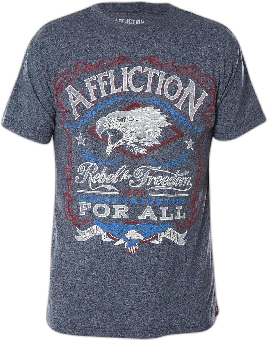 Affliction Men's Freedom Rebel Tee Shirt Navy Medium Apparel