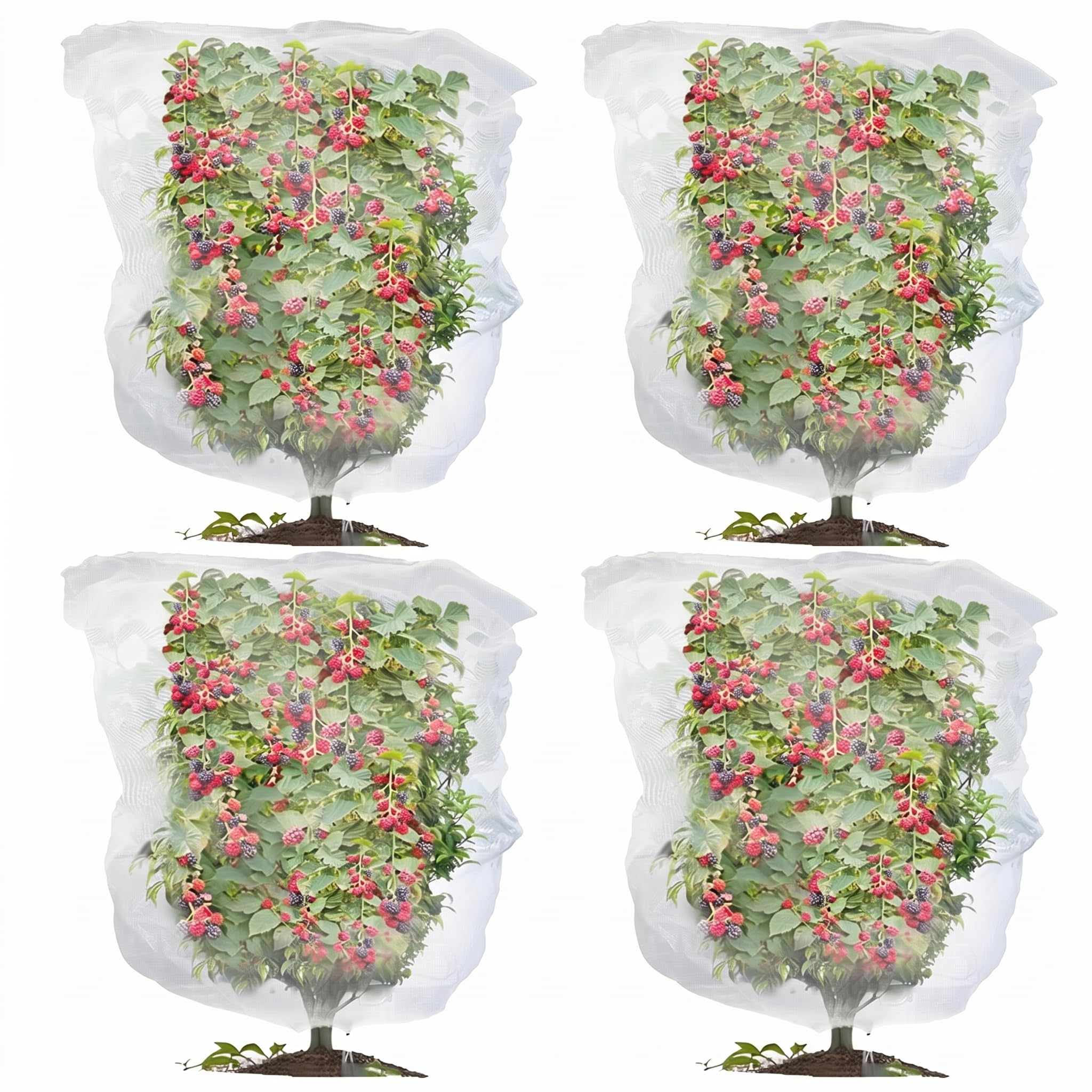 4PCS Fruit Tree Netting Bird Protection, Bird Netting for Garden, Fruit Trees Cover Frame Bags with Drawstring for Small Bush Vegetables Strawberry Net (80 * 100cm)