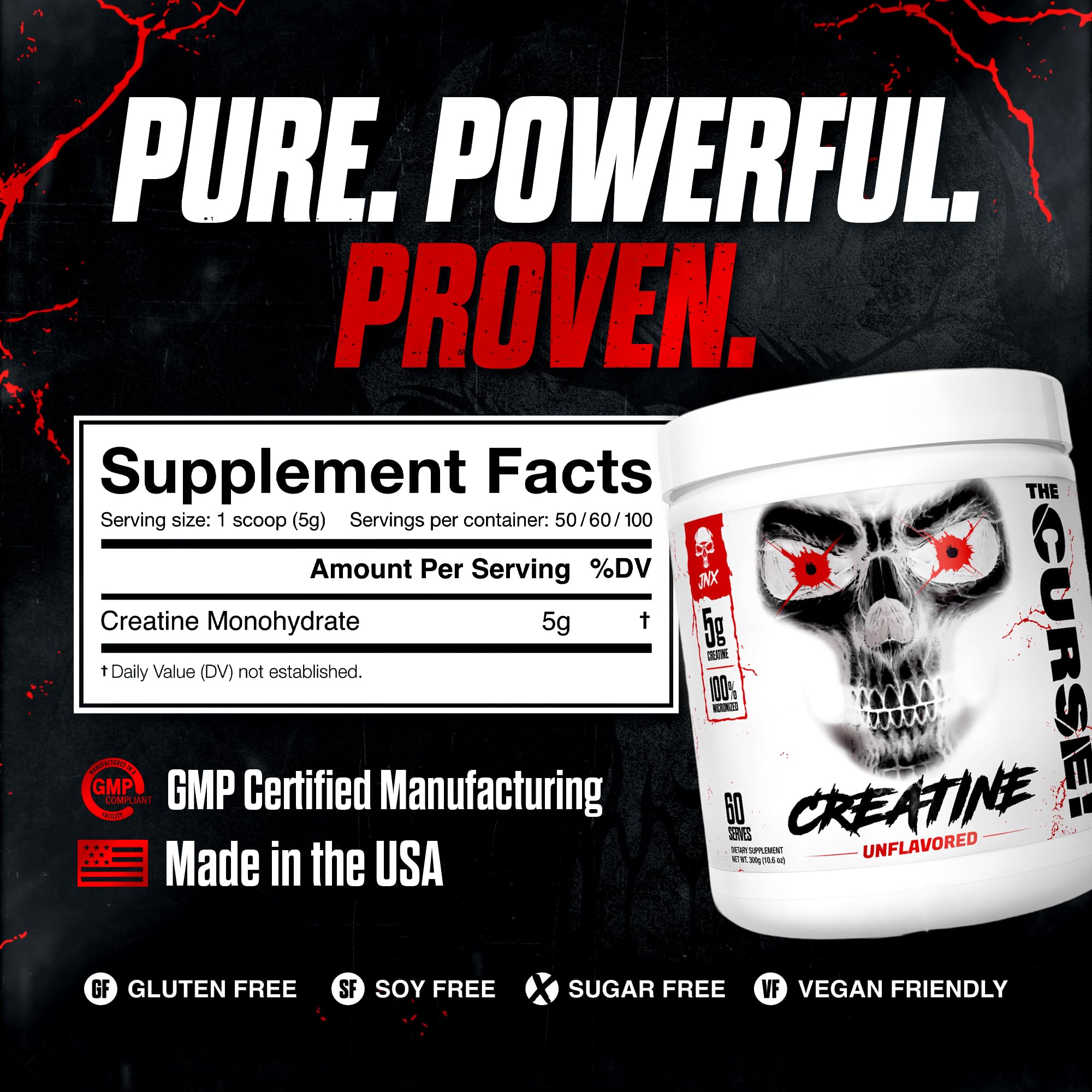 JNX SPORTS The Curse Micronized Creatine Monohydrate Unflavored 500g — Amazon image 2