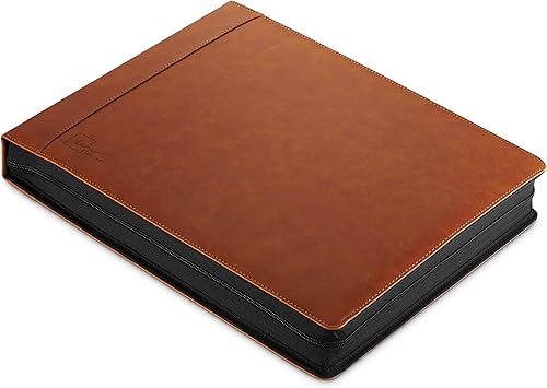 Miniatura 2 de Inkline Portafolio de carpetas a cuadros de 7 anillas carpeta profesional de piel sintética con cierre de cremallera capacidad de 500 hilos hojas de