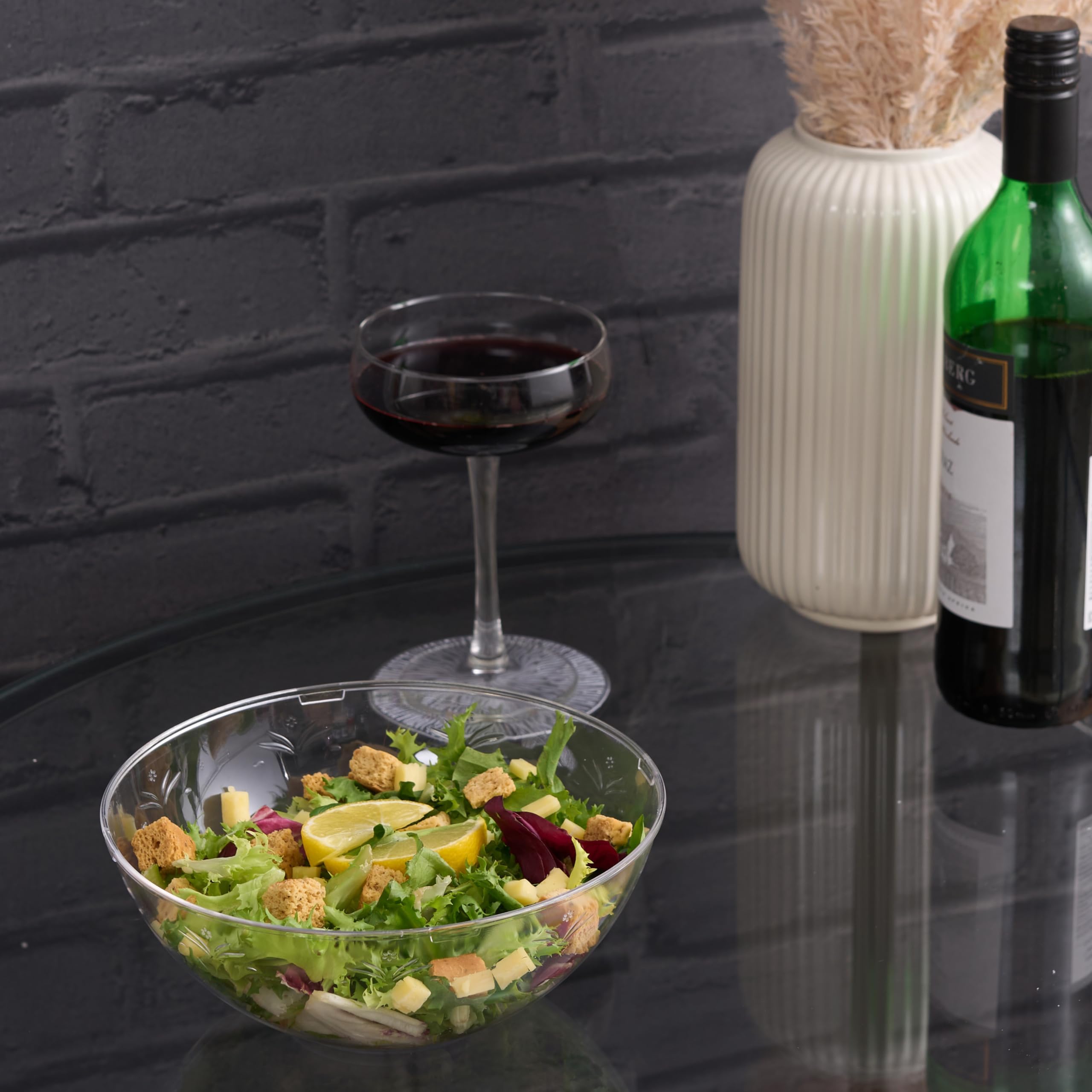 MATANA 15 transparente Servierschalen aus Hartplastik, 1500 ml, robust und wiederverwendbar, ideal für Salat, Snacks und Chips, Partys, Picknicks, Geburtstage, Grillen und mehr